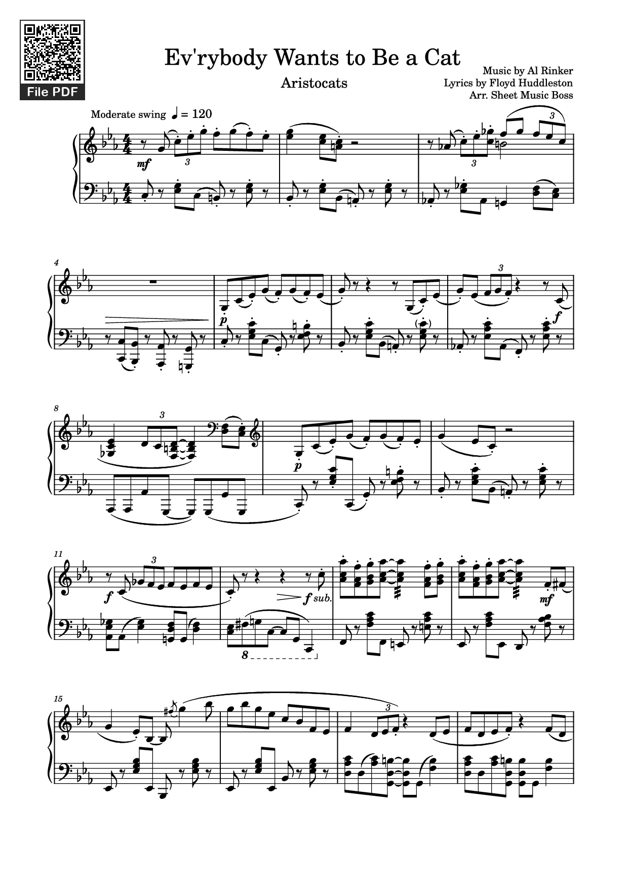 Page 1 of the piano sheet music PDF Piano – Ev