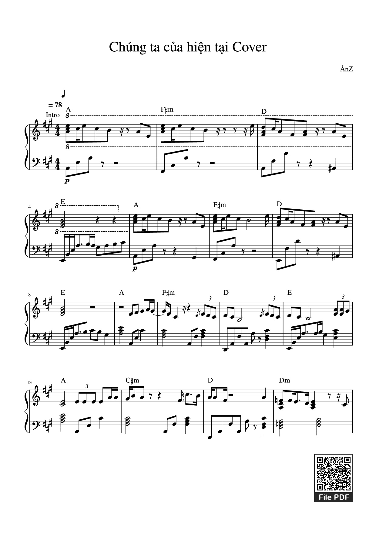 Page 1 of the piano sheet music PDF Piano – Chúng ta của hiện tại Piano by Sơn Tùng M-TP