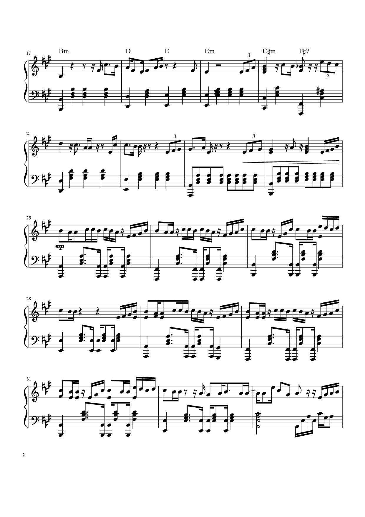 Page 2 of the piano sheet music PDF Piano – Chúng ta của hiện tại Piano by Sơn Tùng M-TP