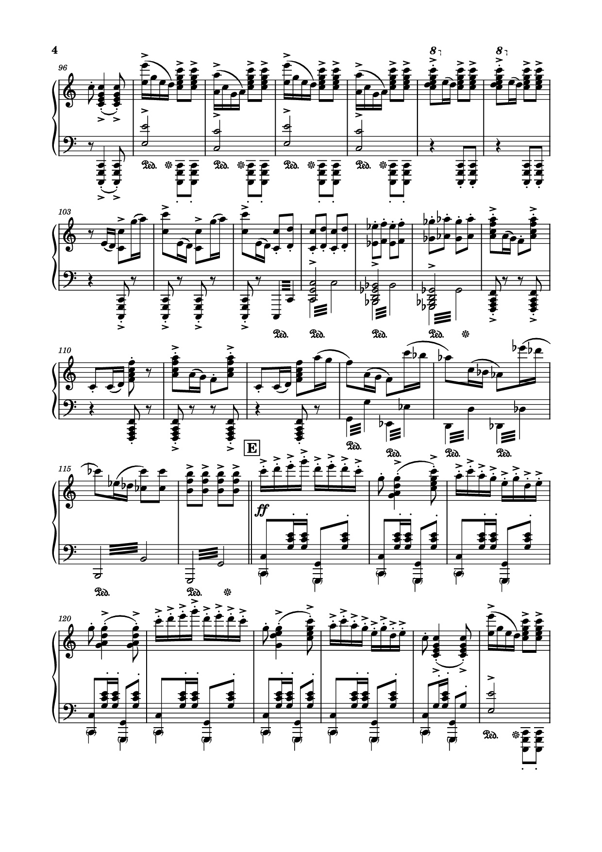Page 4 of the piano sheet music PDF Piano – Spring Festival Overture Piano by Composed by Huanzhi Li 李焕之
