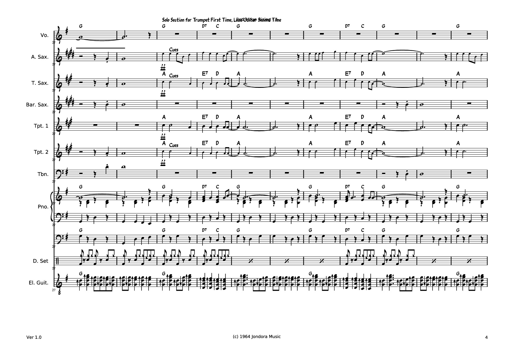 Page 4 of the piano sheet music PDF – Bad Moon RIsing Piano by Dave McGuinness