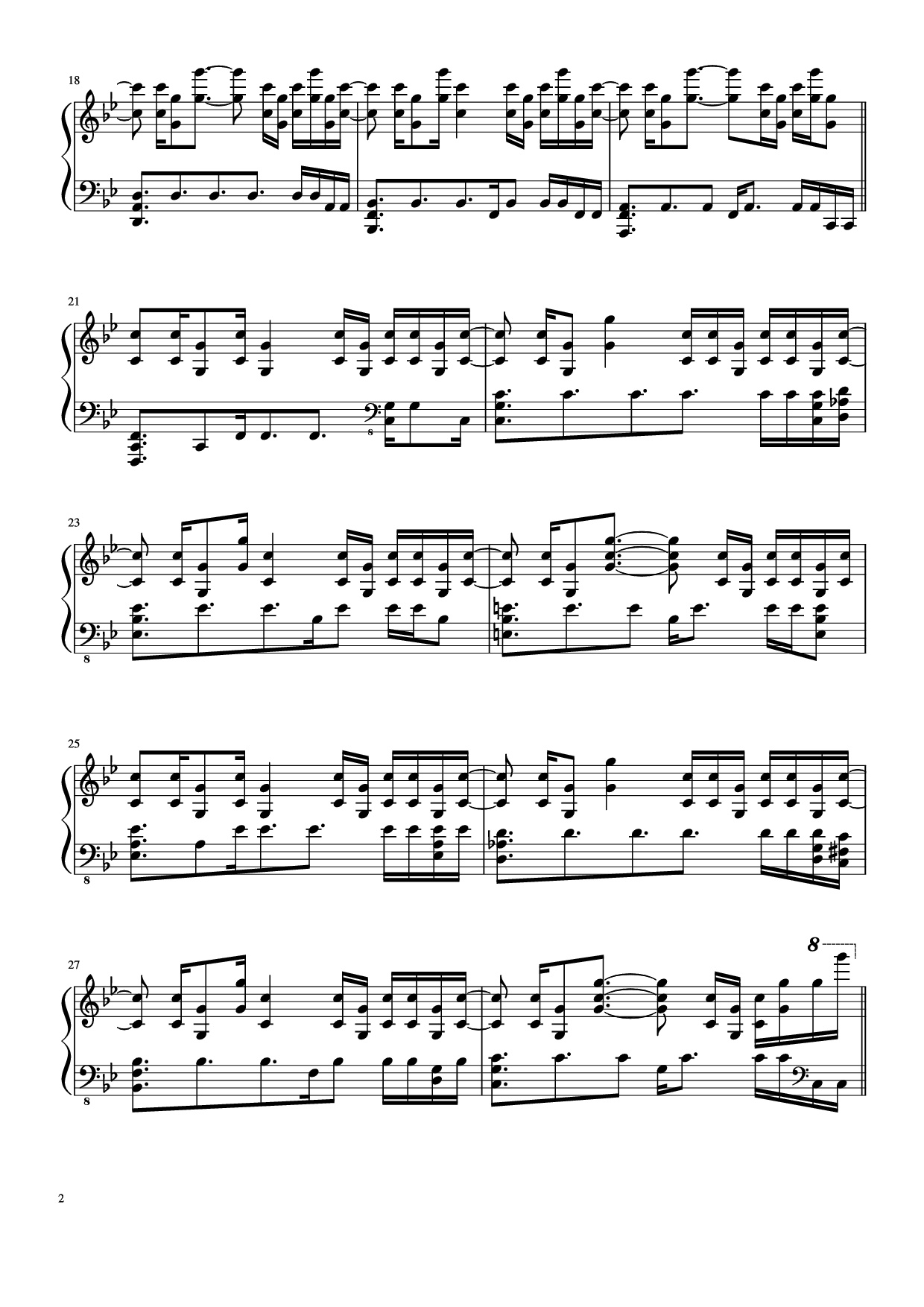 Page 2 of the piano sheet music PDF – Unfolded & I Remember My Name Piano by Jung Jae-il