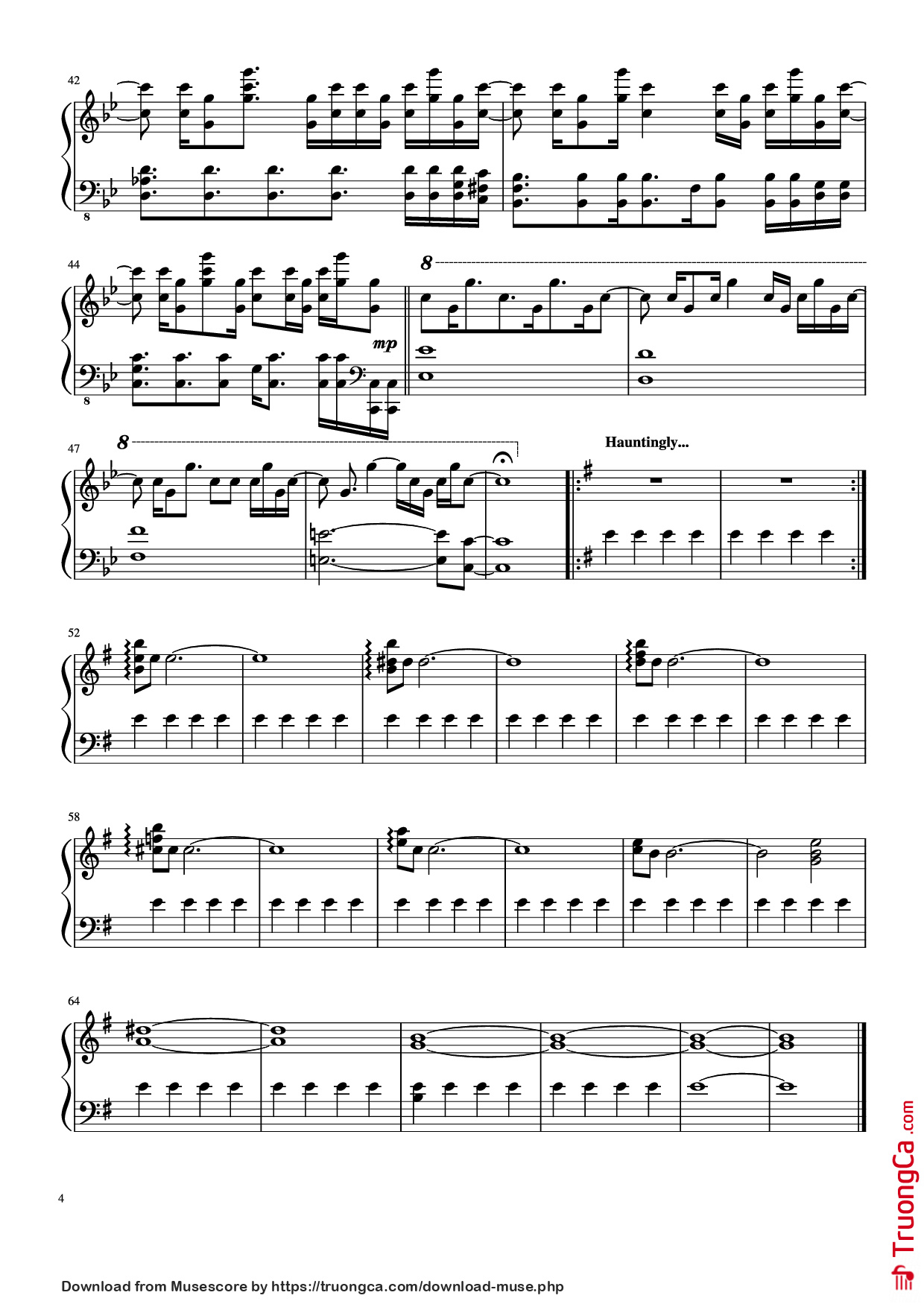 Page 4 of the piano sheet music PDF – Unfolded & I Remember My Name Piano by Jung Jae-il