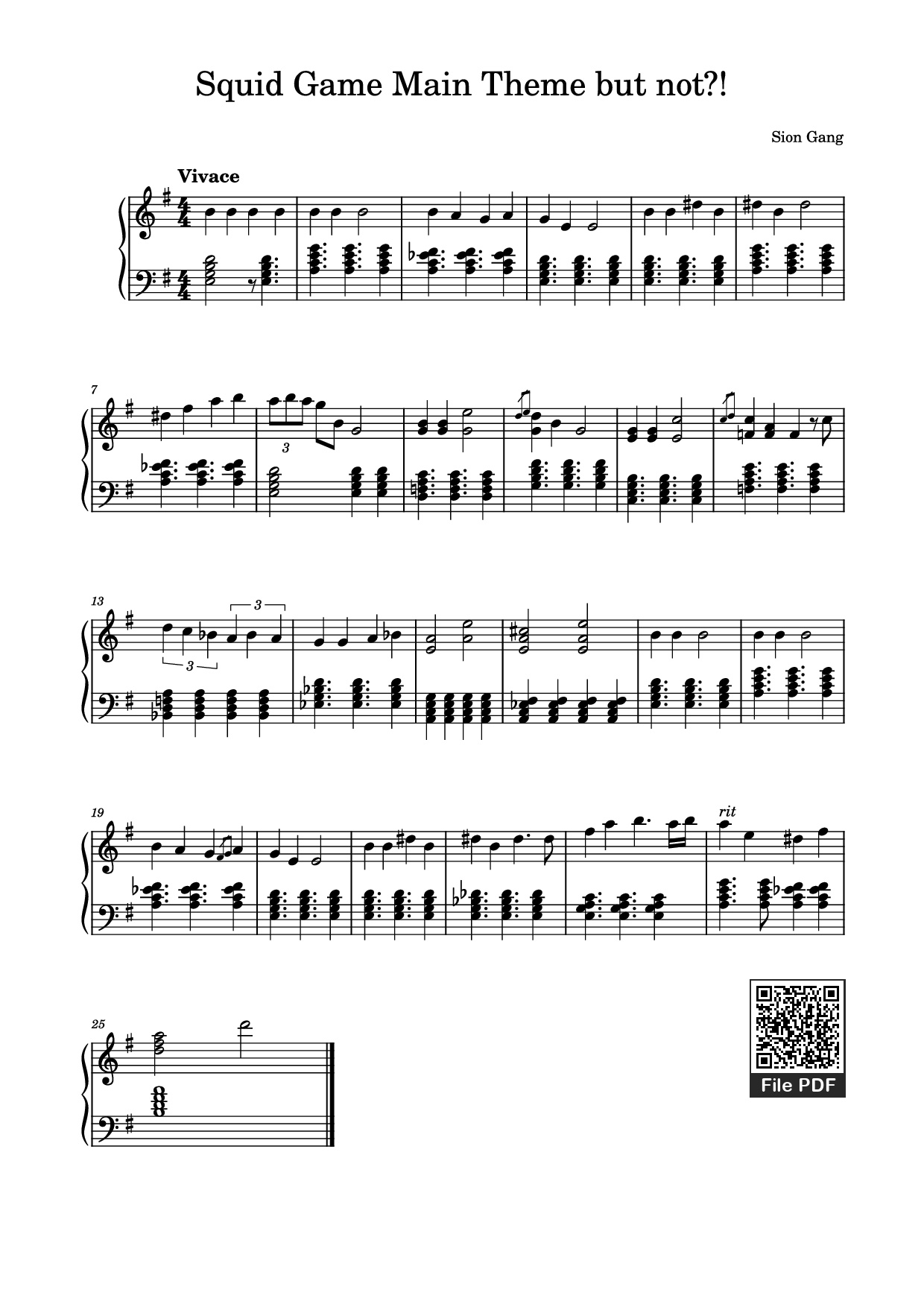 Page 1 of the piano sheet music PDF Piano – Squid Game Main Theme but not?! Piano by Sion Gang