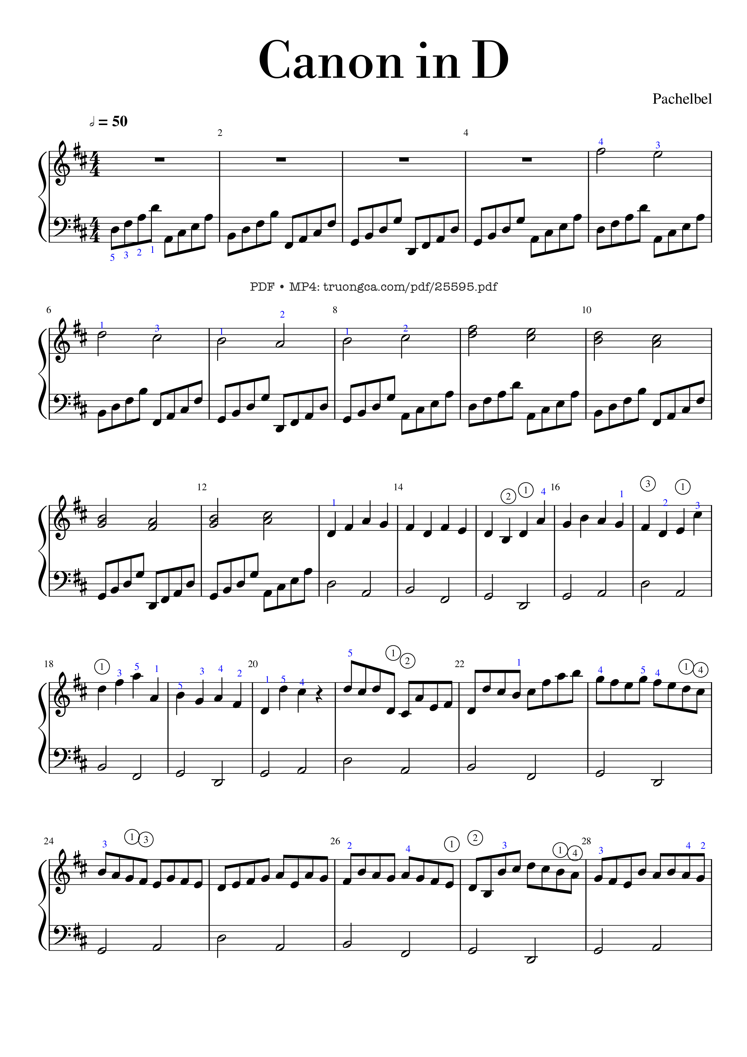 Page 1 of the piano sheet music PDF Piano – Canon in D Piano easy by Pachelbel