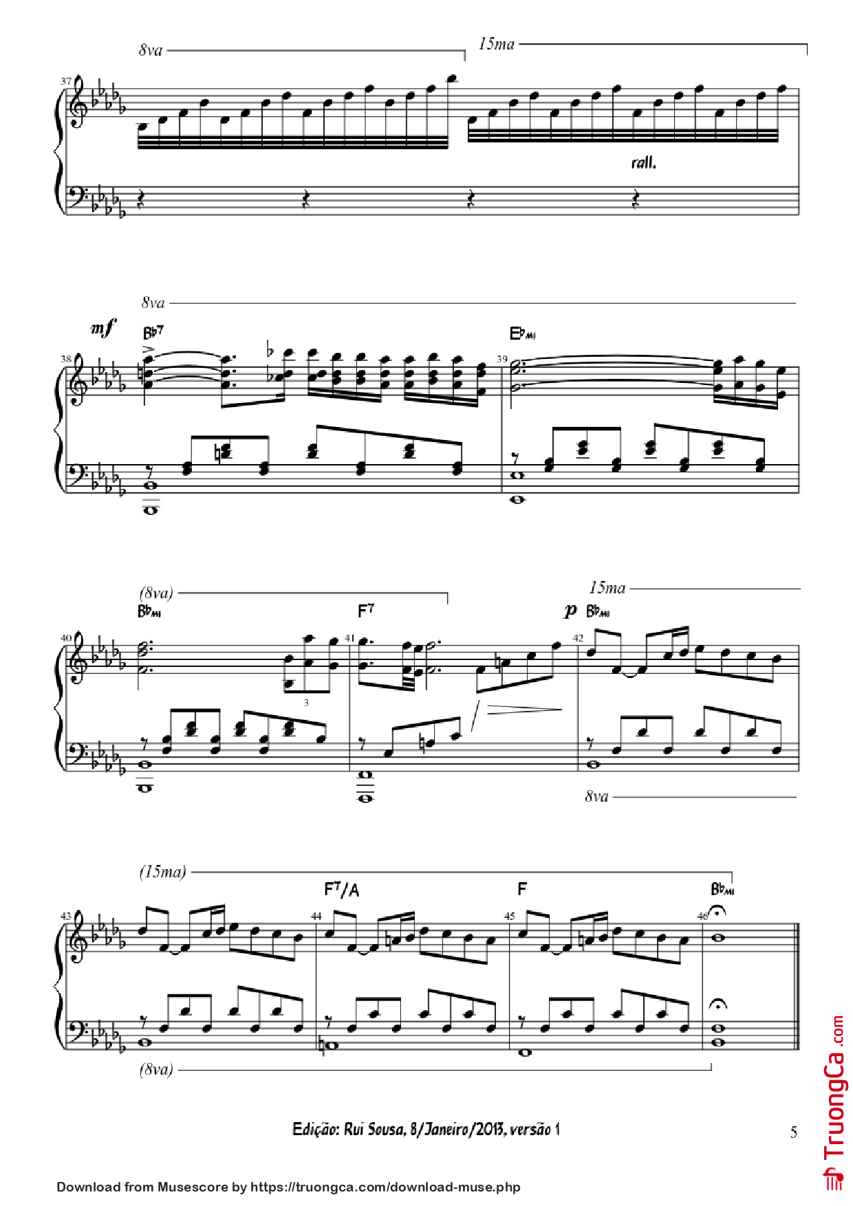 Page 5 of the piano sheet music PDF Piano – A Comme Amour Piano by Paul de Senneville