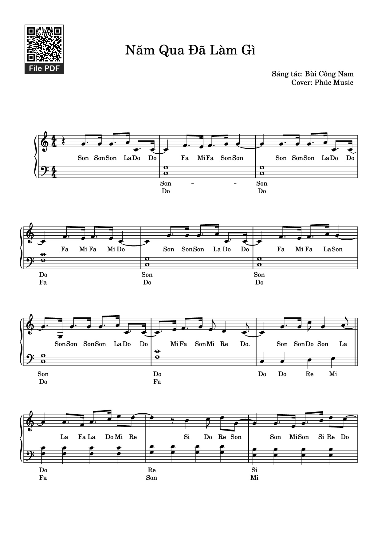 Page 1 of the piano sheet music PDF Piano – Năm Qua Đã Làm Gì Piano by Bùi Công Nam