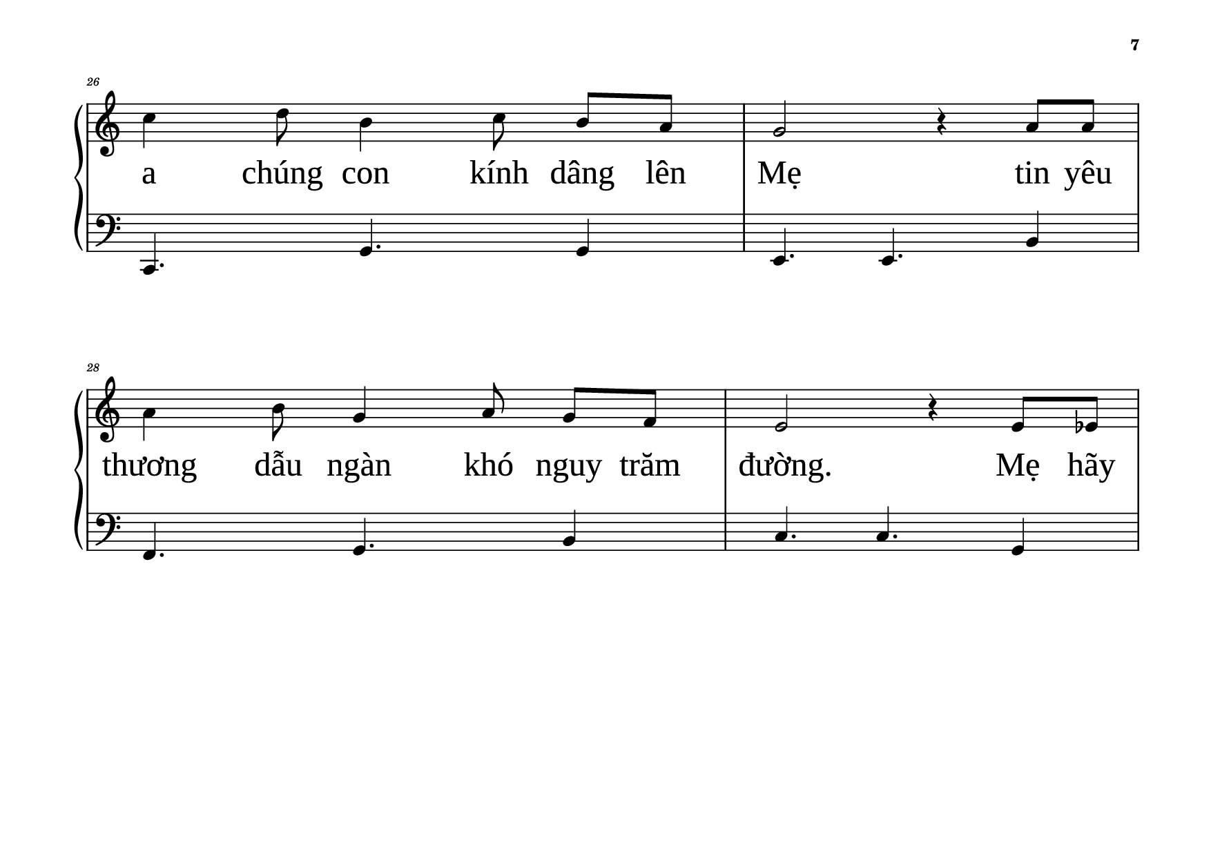 Page 7 of the piano sheet music PDF Piano – NỮ VƯƠNG MÙA XUÂN Piano dễ tập by VŨ MỘNG THƠ