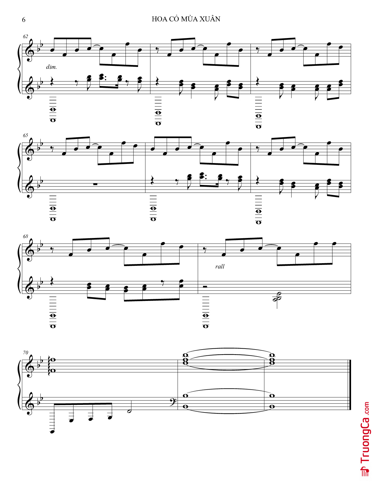 Page 6 of the piano sheet music PDF – Hoa cỏ mùa xuân Piano by Bảo Chấn