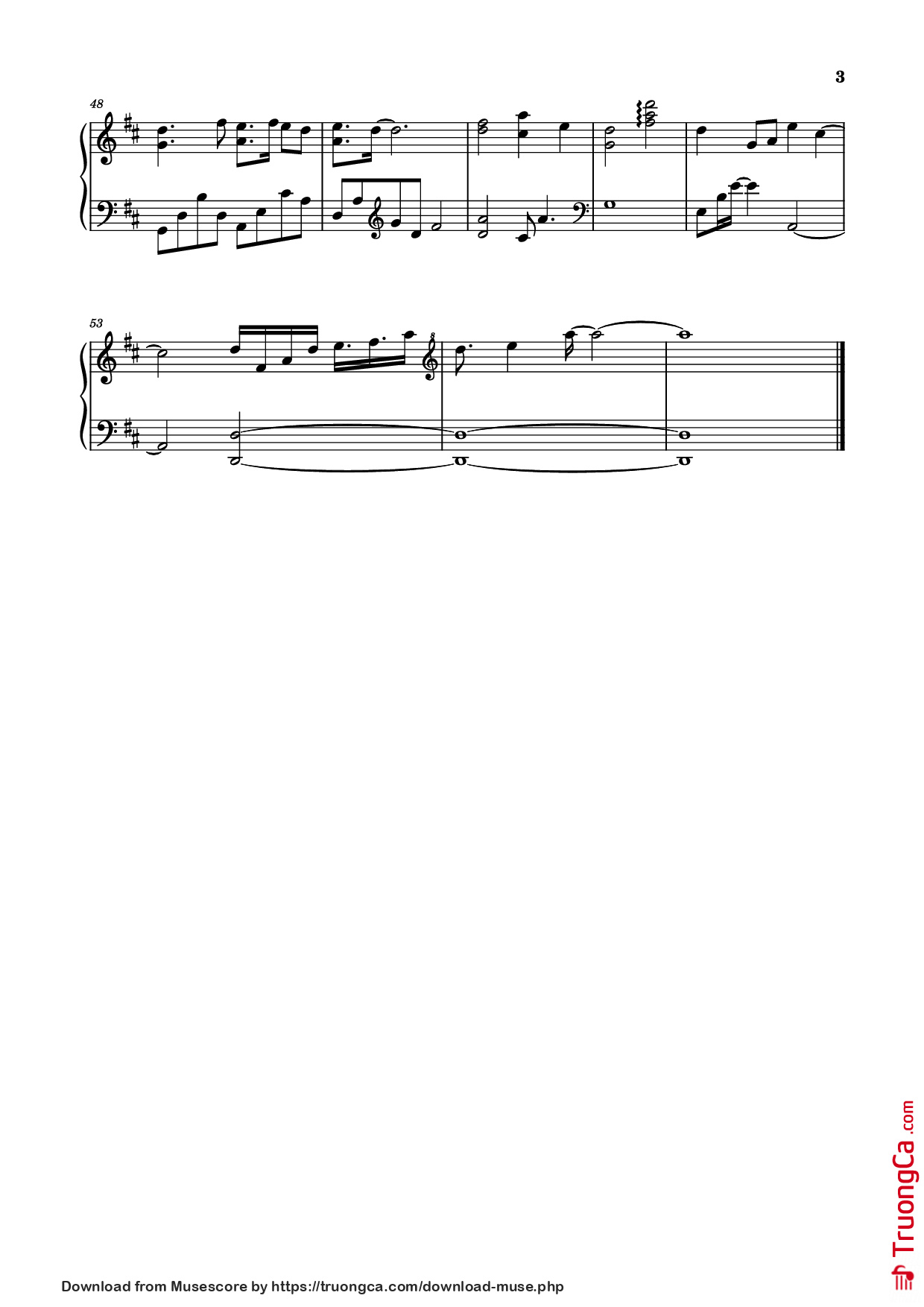 Page 3 of the piano sheet music PDF Piano – 月光照人间 Piano by 演唱/作曲:前男友/李怡然