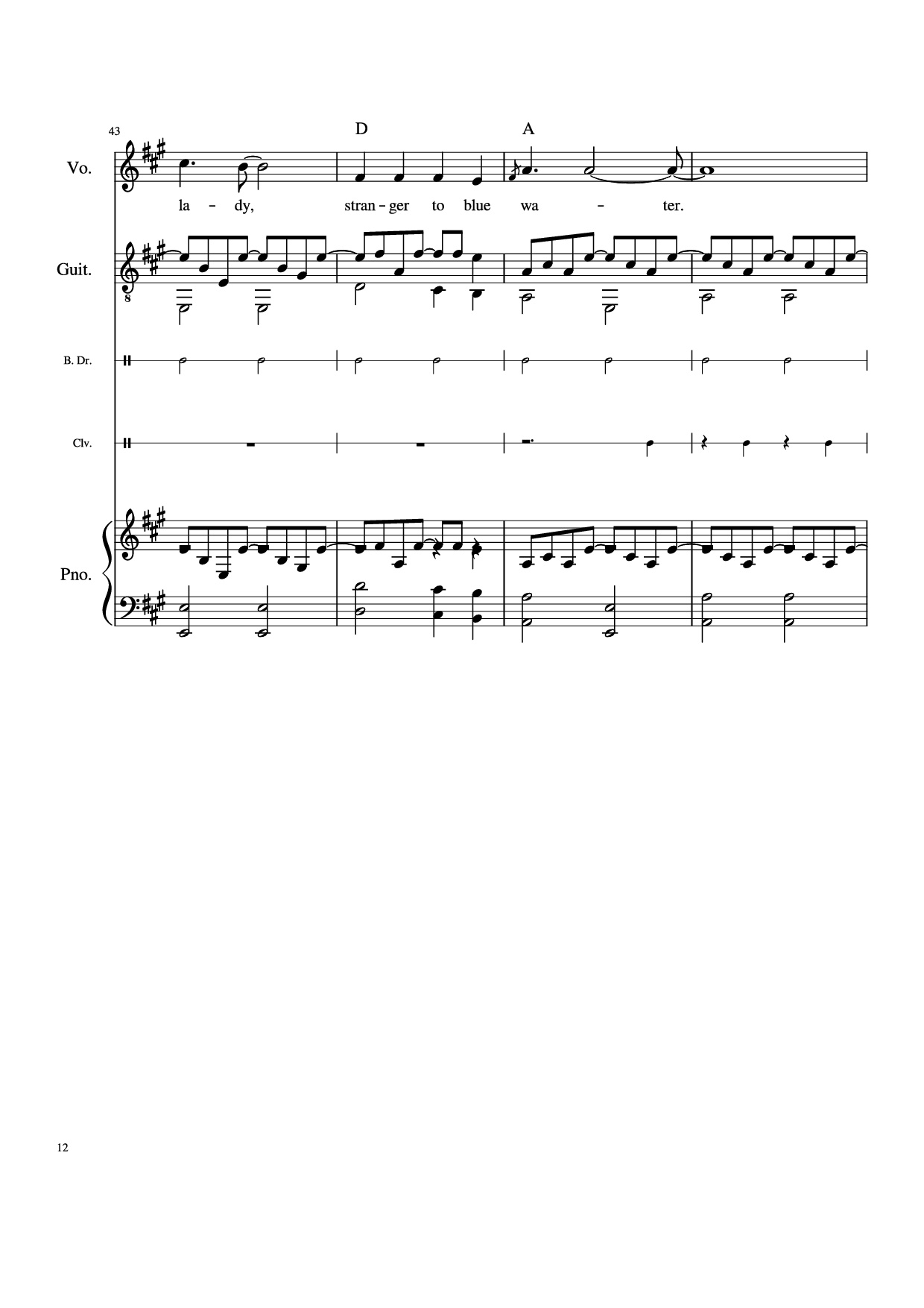 Page 12 of the piano sheet music PDF Piano Guitar Tab – Take Me Home, Country Roads Piano by John Denver, Bill Danoff, et al