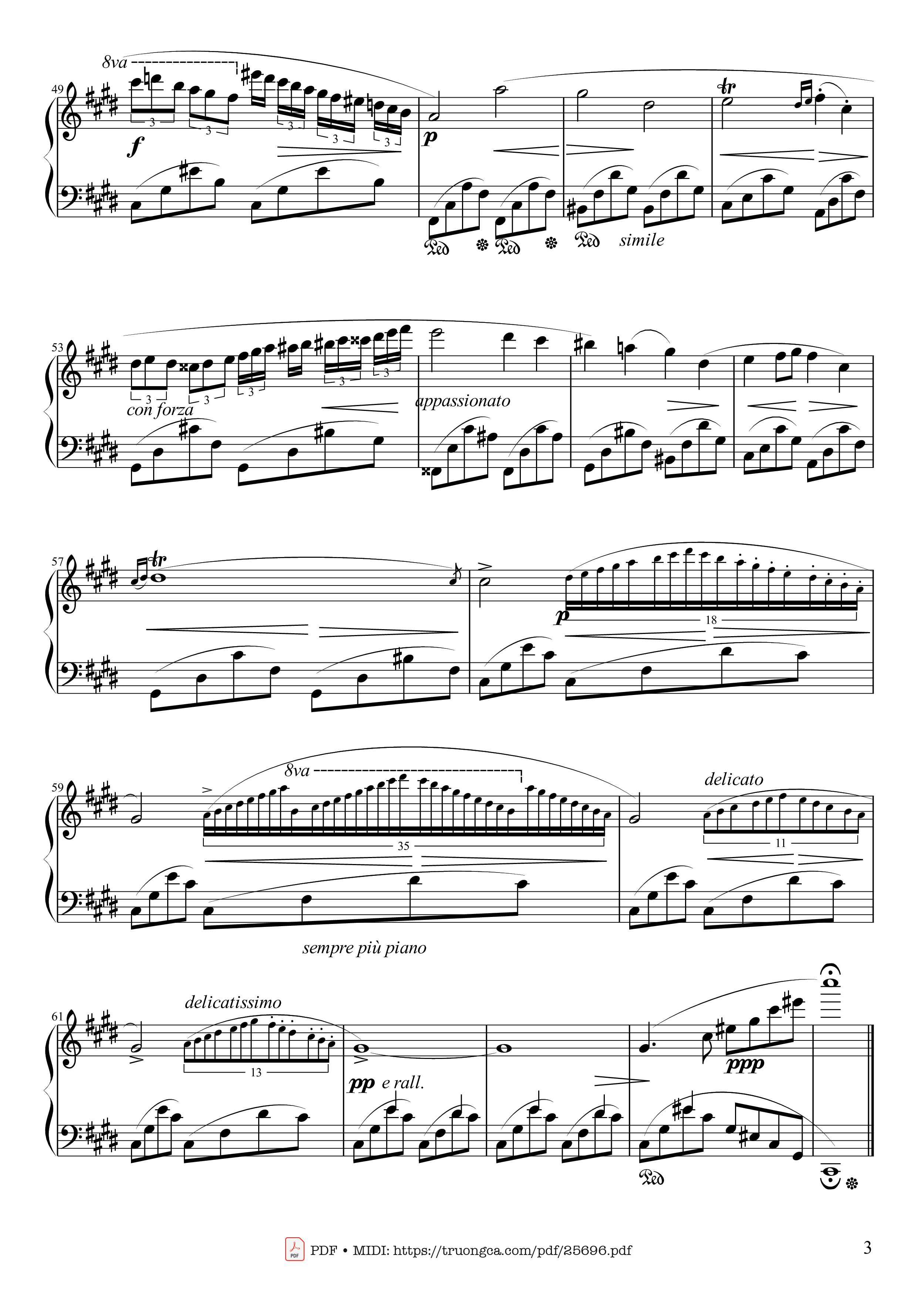 Page 3 of the piano sheet music PDF Piano – Nocturne No. 20 in C-sharp Minor, Op. posth by Frédéric François Chopin