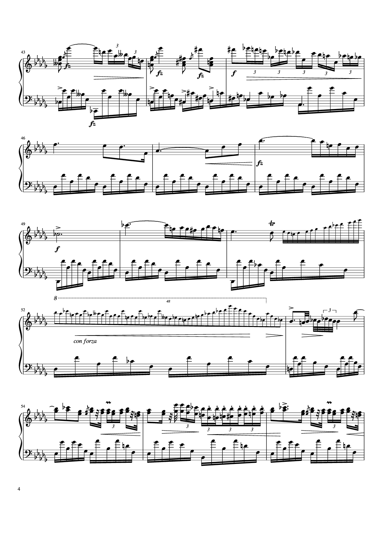 Page 4 of the piano sheet music PDF Piano – Nocturne in D-Flat Major Piano by Frédéric Chopin
