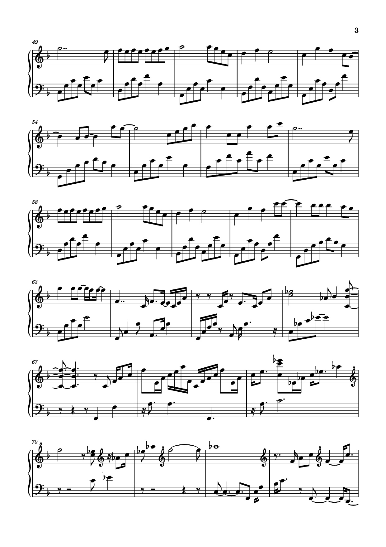 Page 3 of the piano sheet music PDF Piano – 爱无所畏 Piano by 莫文蔚