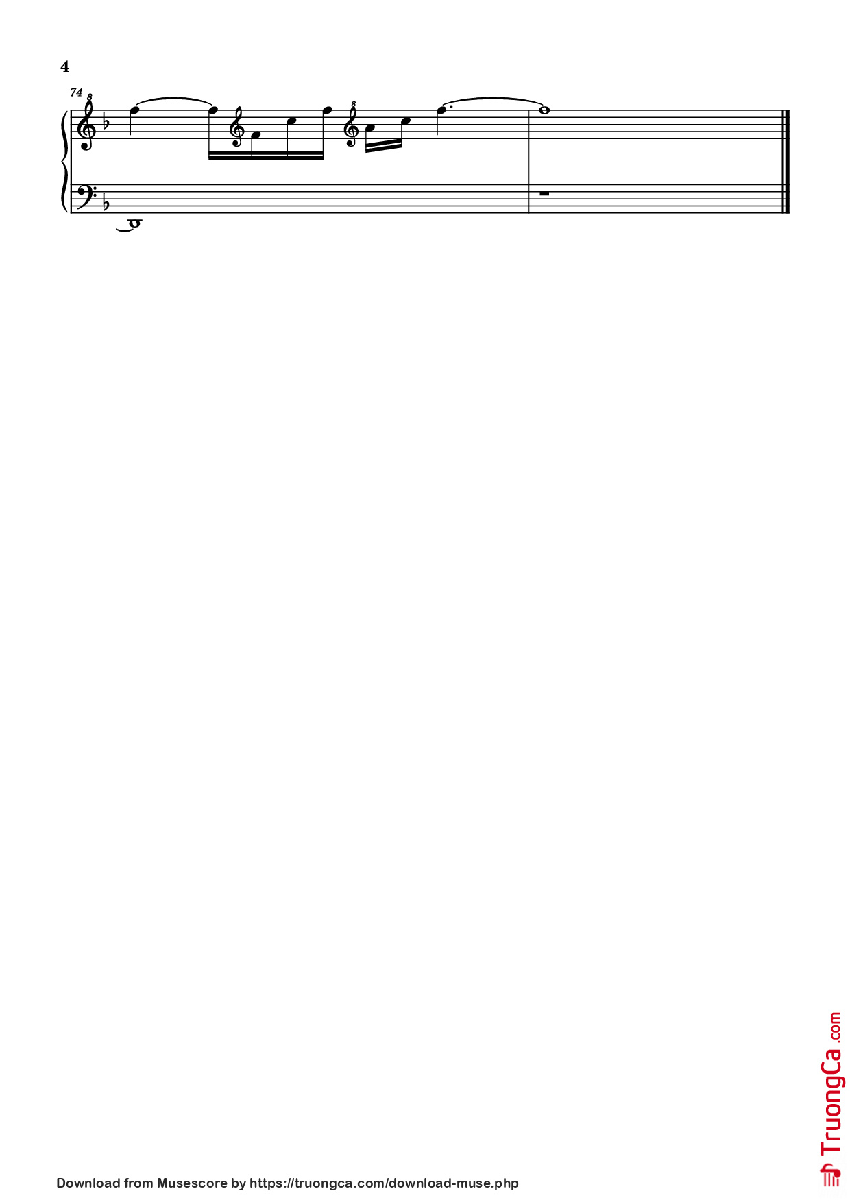 Page 4 of the piano sheet music PDF Piano – 爱无所畏 Piano by 莫文蔚