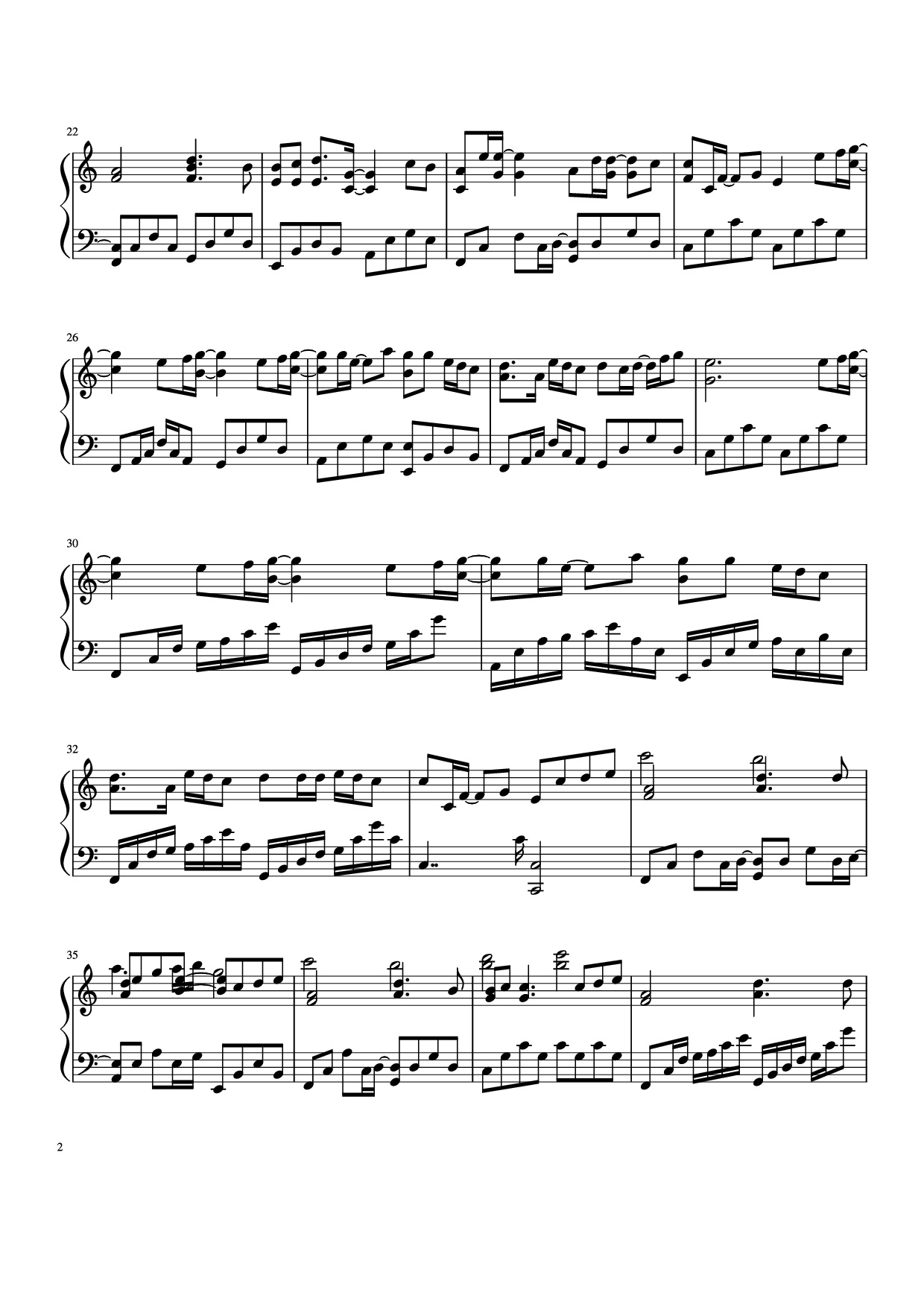 Page 2 of the piano sheet music PDF Piano – Nơi này có anh Piano by Sơn Tùng