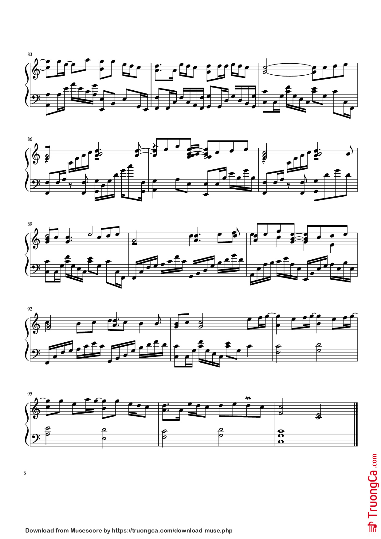 Page 6 of the piano sheet music PDF Piano – Nơi này có anh Piano by Sơn Tùng