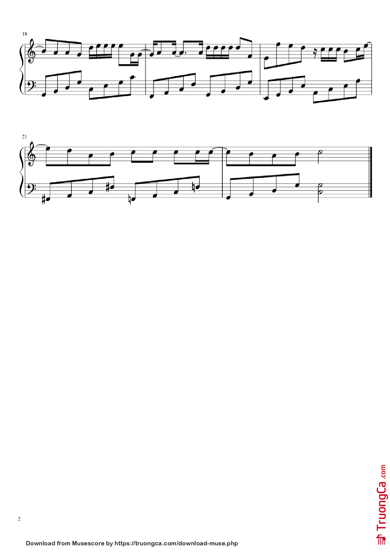 Page 2 of the piano sheet music PDF Piano – Nothing gonna change my love for you Piano easy by George Benson