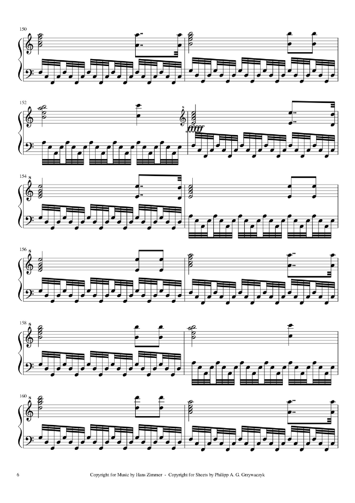 Page 6 of the piano sheet music PDF Piano – Interstellar Piano by Hans Zimmer