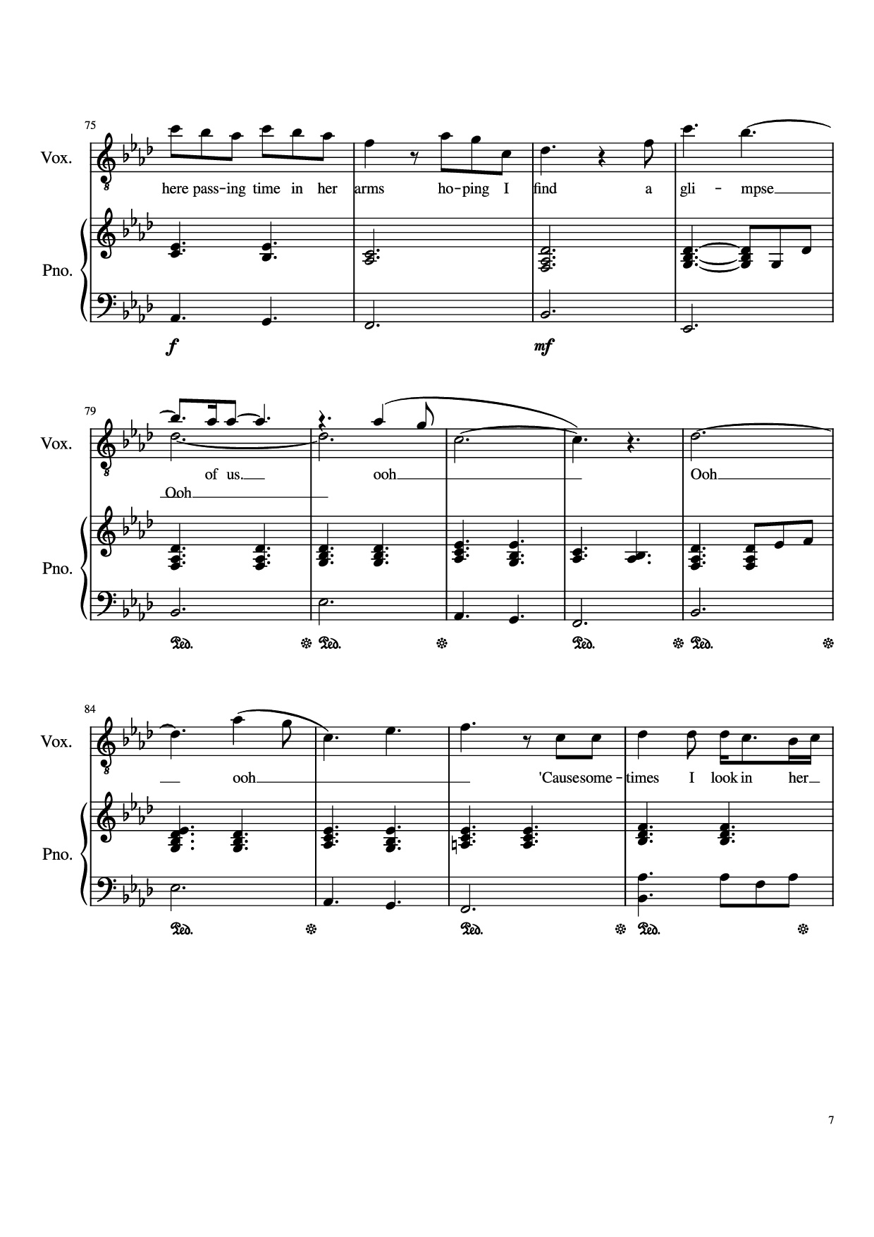Page 7 of the piano sheet music PDF Piano – Glimpse Of Us Piano by Joji arr. Daniel Almaraz