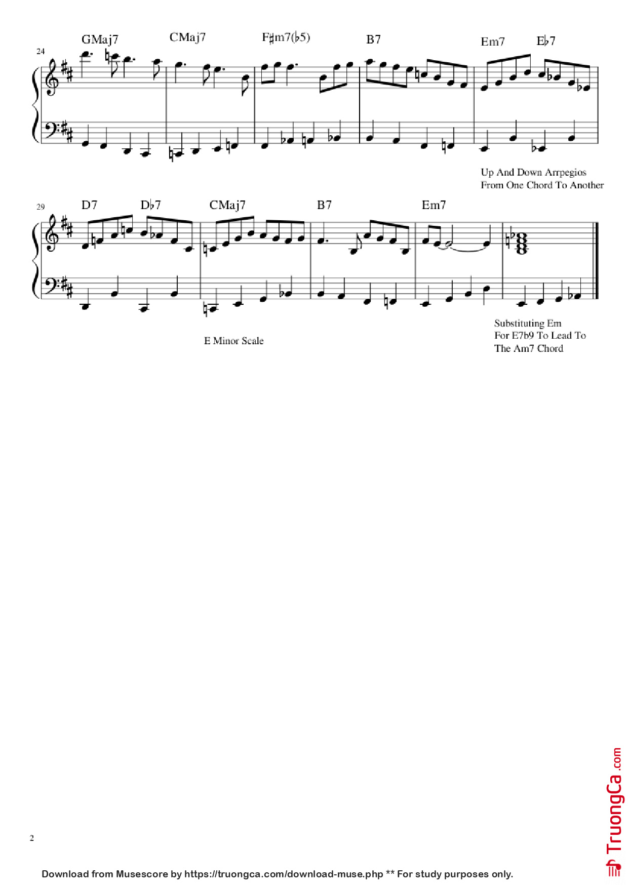 Page 2 of the piano sheet music PDF Piano – Autumn Leaves solo Piano by Undefined