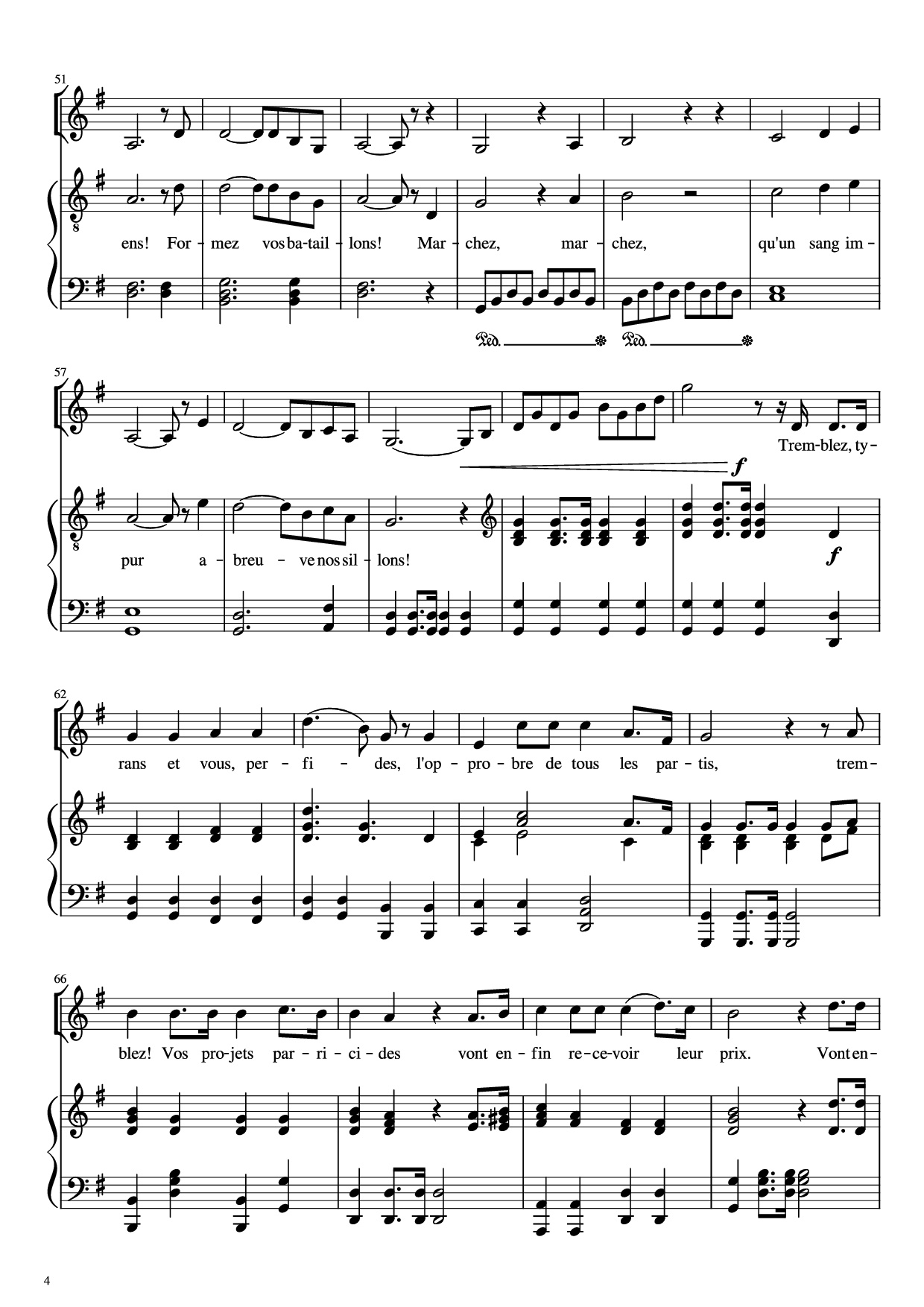 Page 4 of the piano sheet music PDF Piano – La Marseillaise Piano by Claude Joseph Rouget de Lisle
