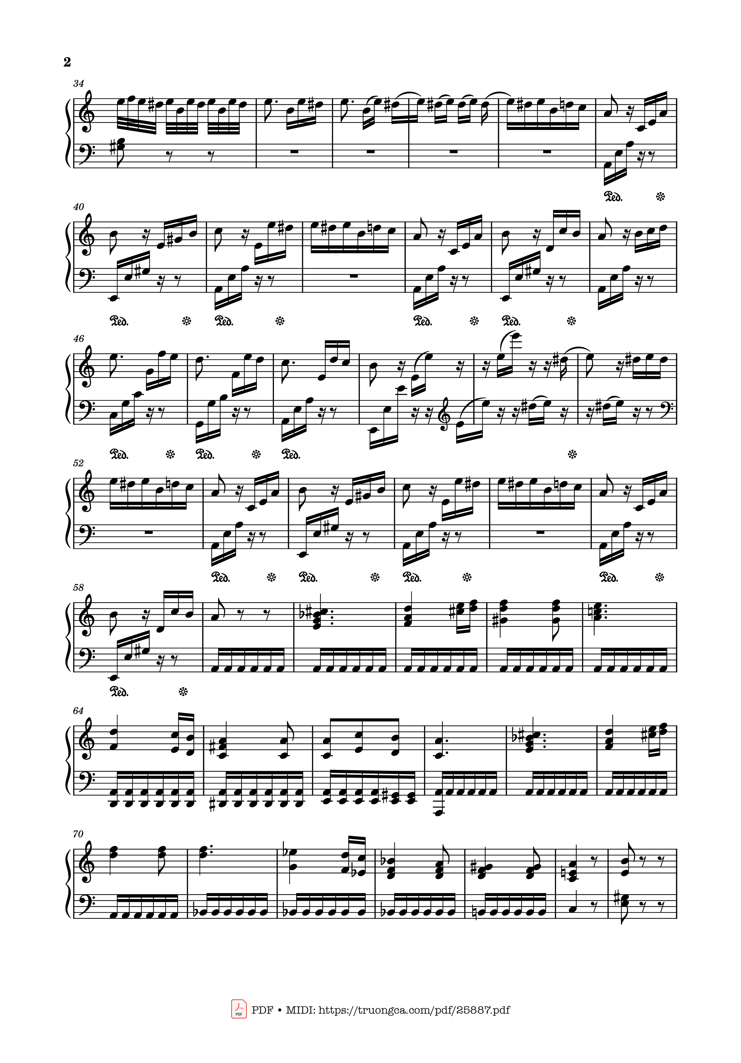 Page 2 of the piano sheet music PDF Piano – Fur Elise (full) Piano by Ludwig van Beethoven