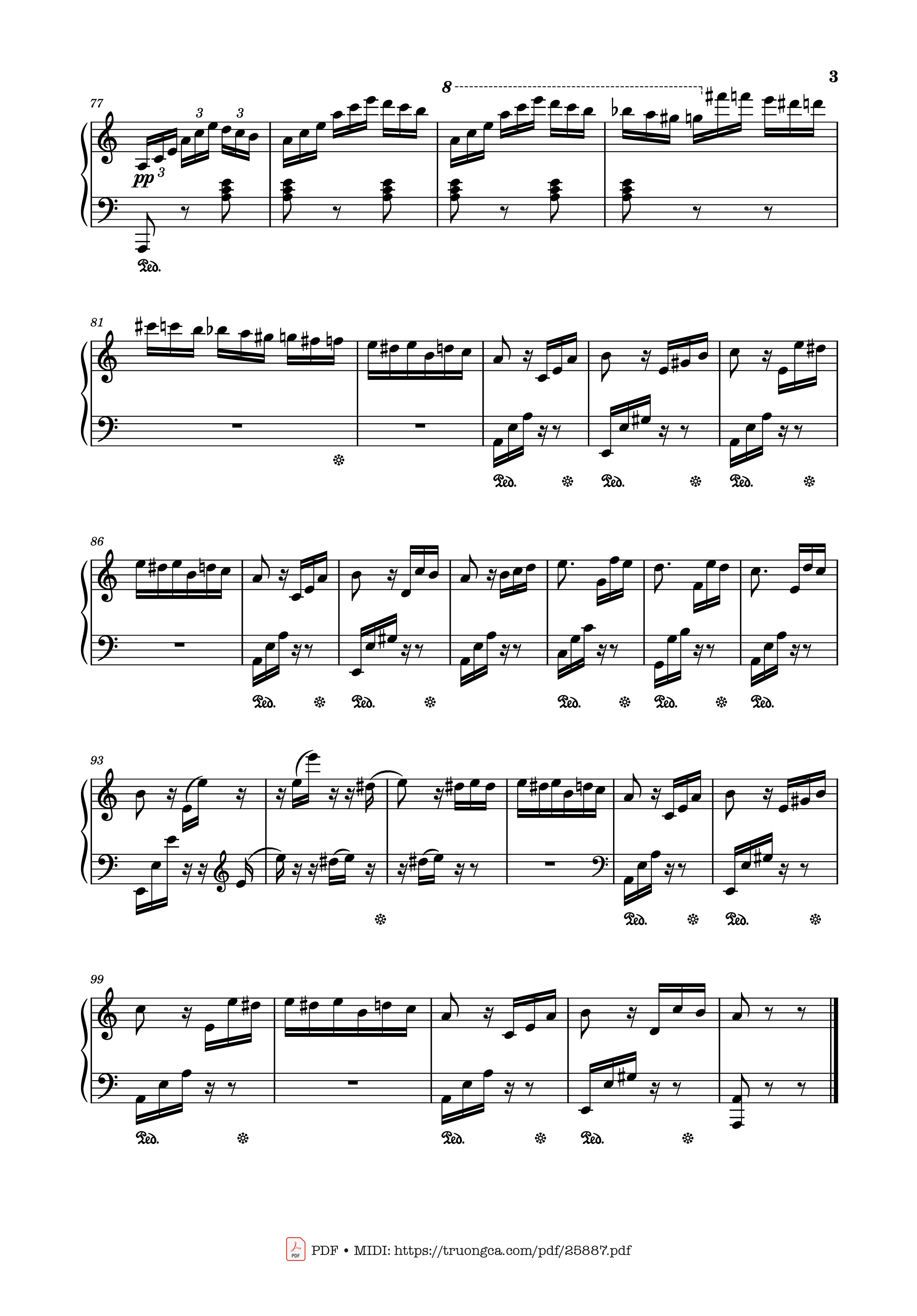 Page 3 of the piano sheet music PDF Piano – Fur Elise (full) Piano by Ludwig van Beethoven
