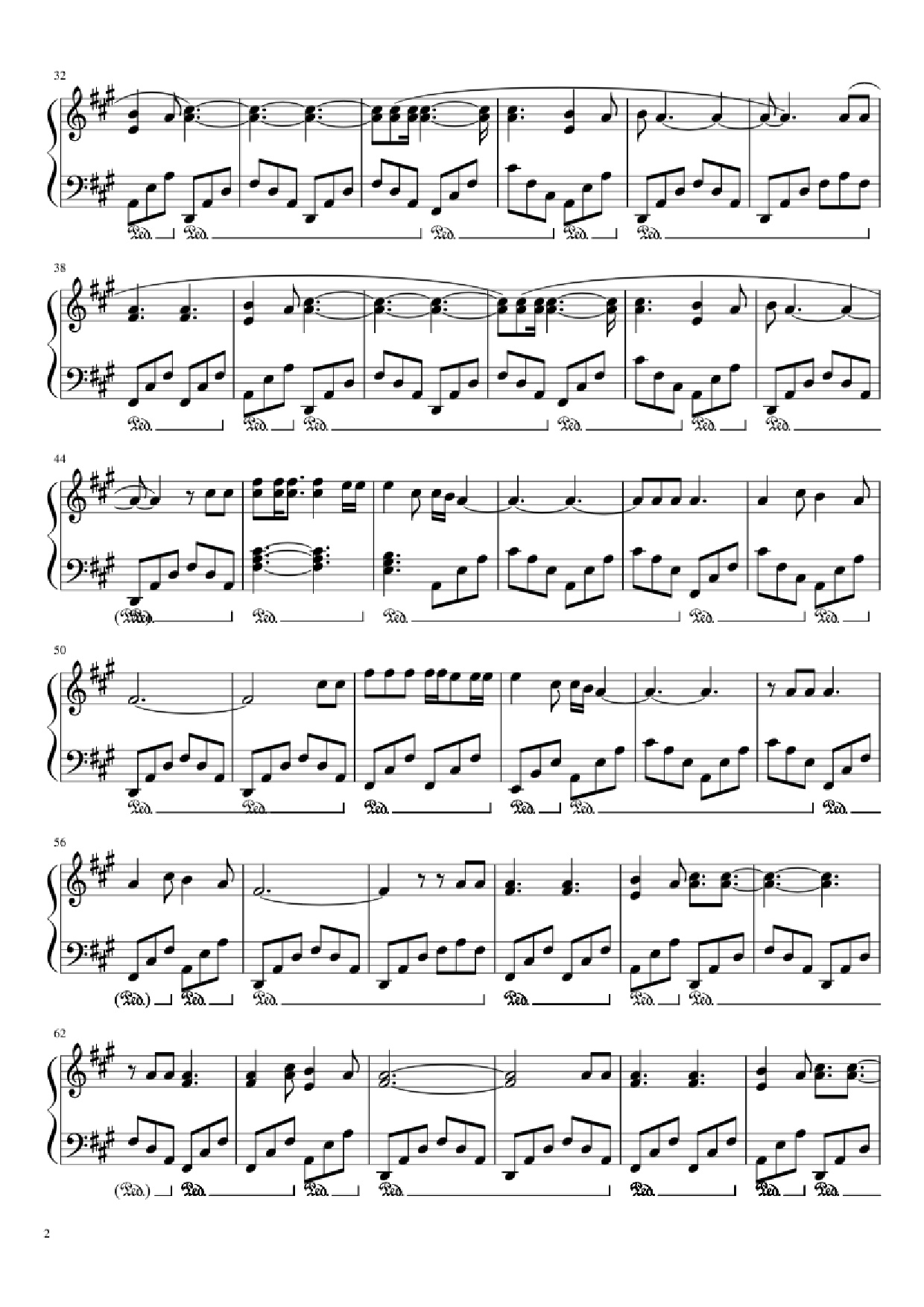 Page 2 of the piano sheet music PDF Piano – The Night We Met Piano by Lord Huron