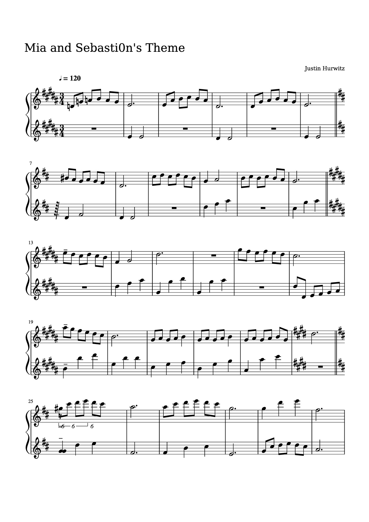 Page 1 of the piano sheet music PDF Piano – Mia and Sebasti0n