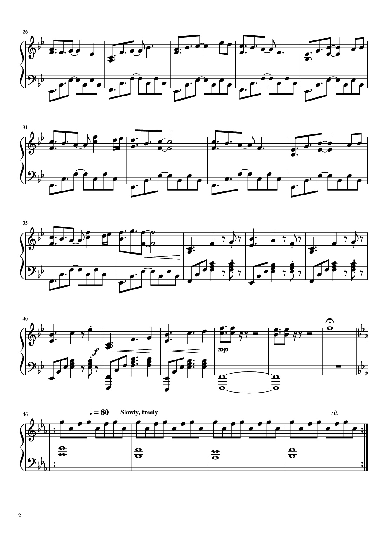 Page 2 of the piano sheet music PDF Piano – SR388 Piano by Torbjørn Brandrud