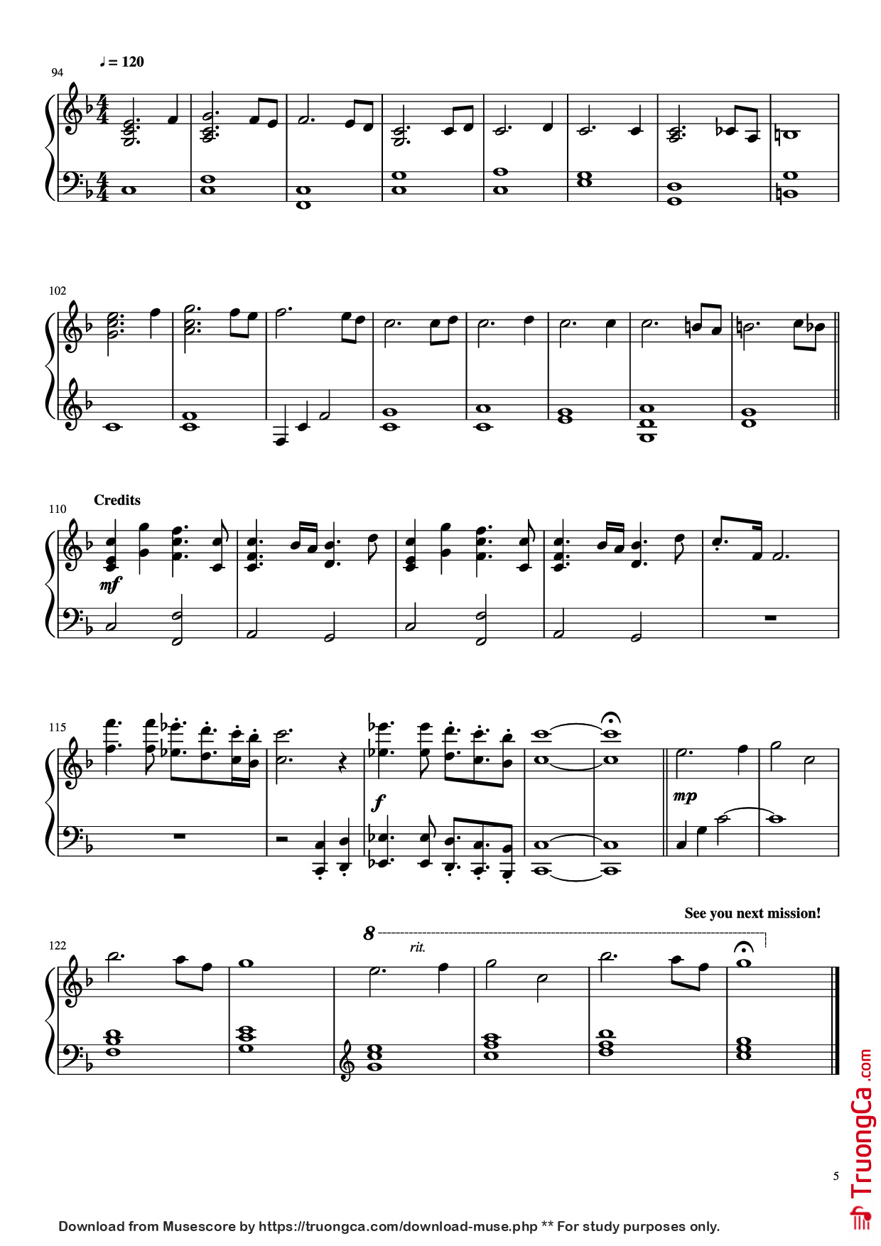 Page 5 of the piano sheet music PDF Piano – SR388 Piano by Torbjørn Brandrud