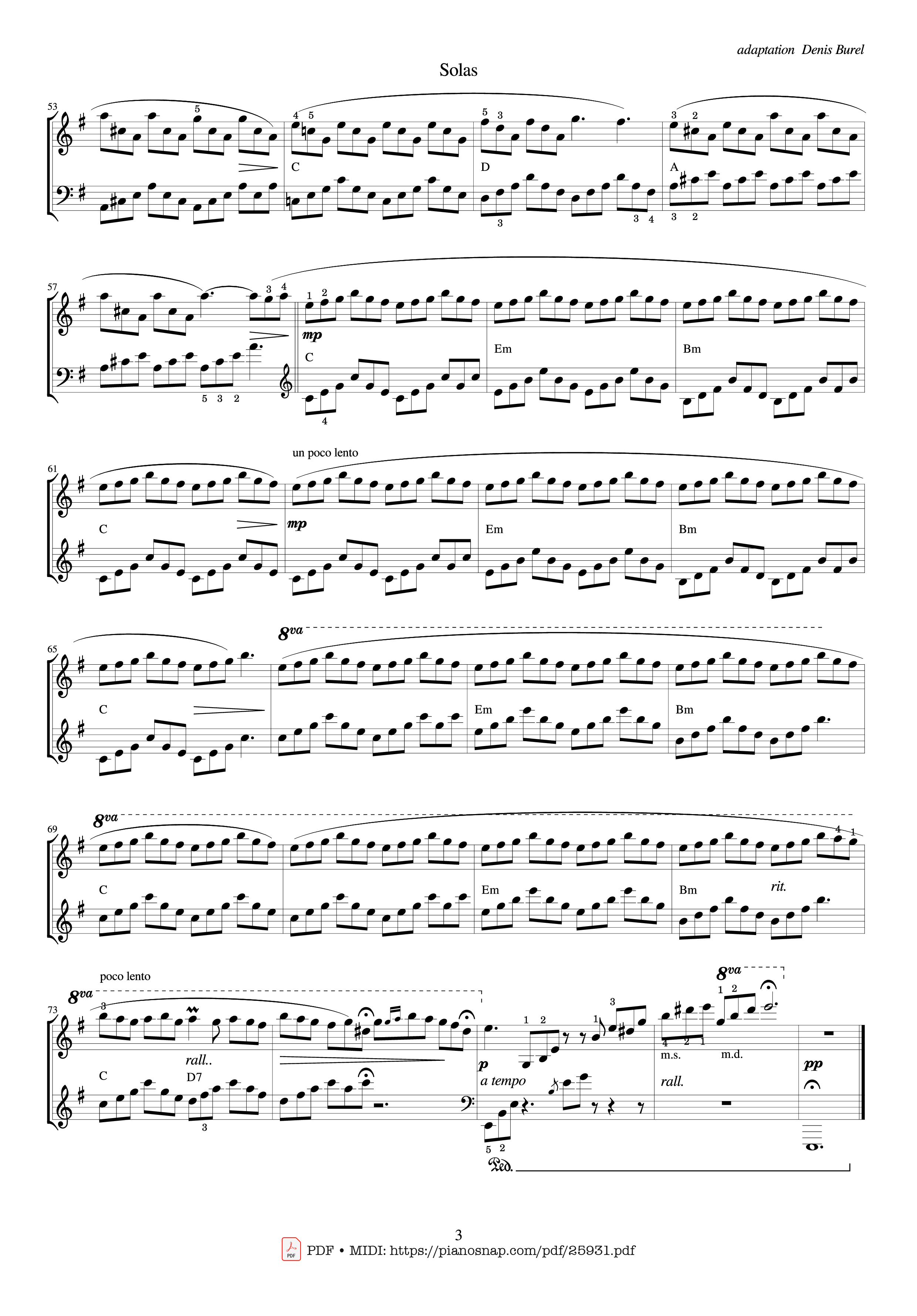 Page 3 of the piano sheet music PDF Piano – Solas - Jamie Duffy Piano by Jamie Duffy