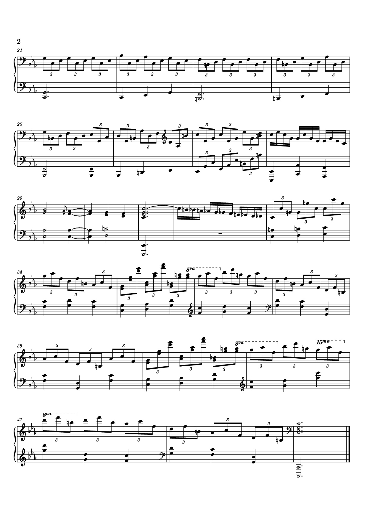 Page 2 of the piano sheet music PDF – 12 Valses mélancoliques III - Dance of the Cranes - No. 1 in C Minor by Stephan Beneking