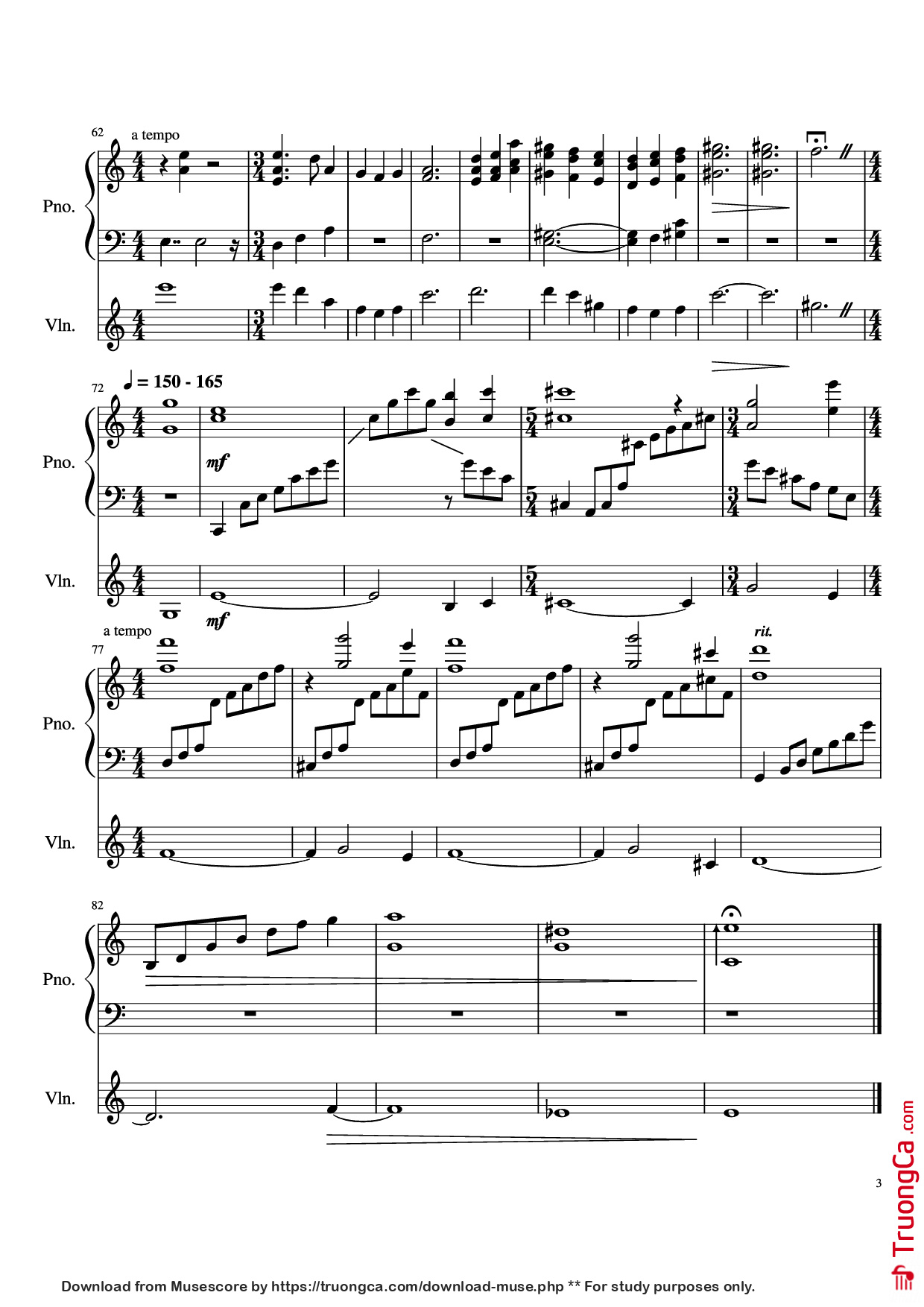 Page 3 of the piano sheet music PDF Piano – DUET Piano by Pedro Silva