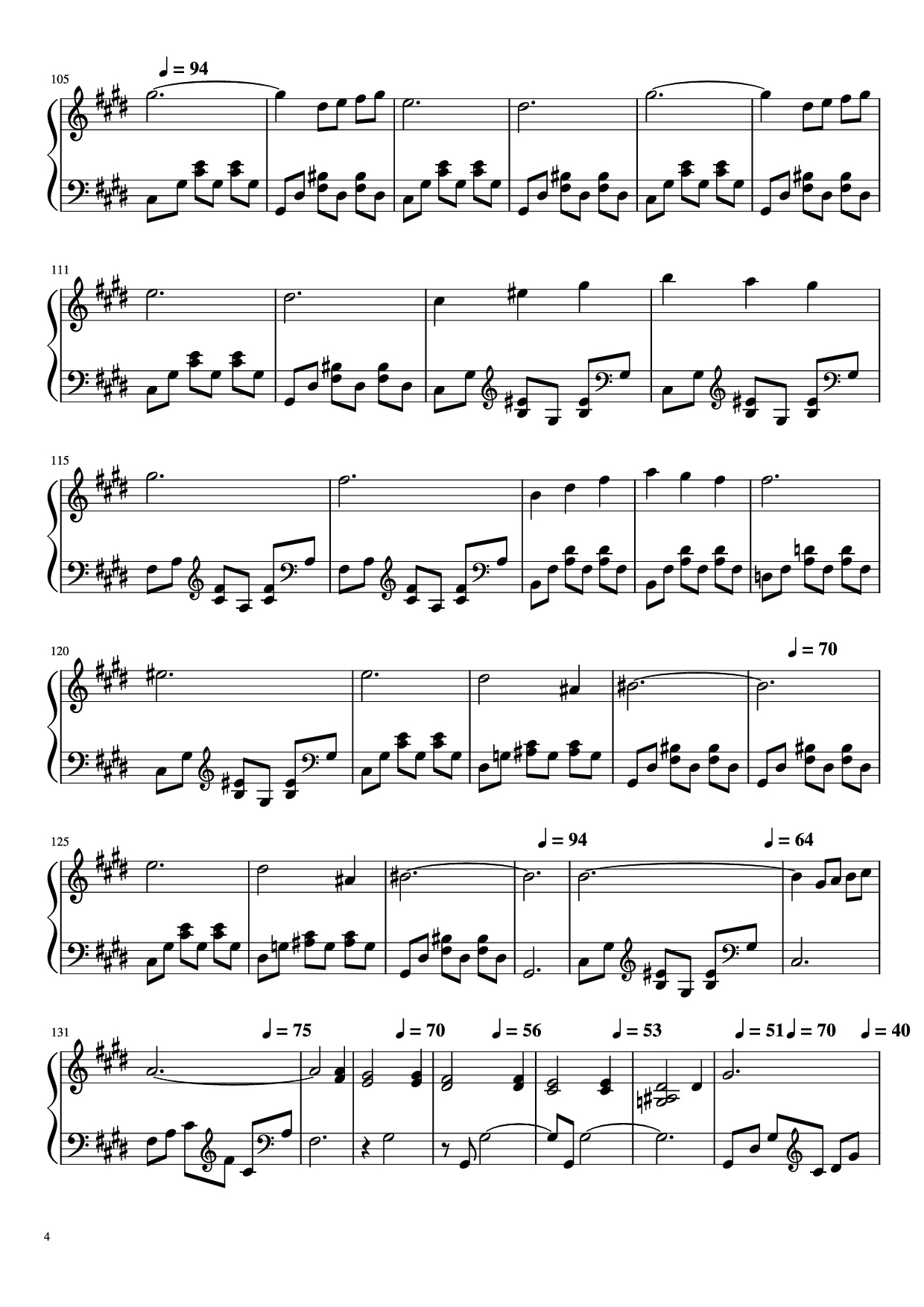 Page 4 of the piano sheet music PDF Piano – La Petite Fille de La Mer Piano by Vangelis