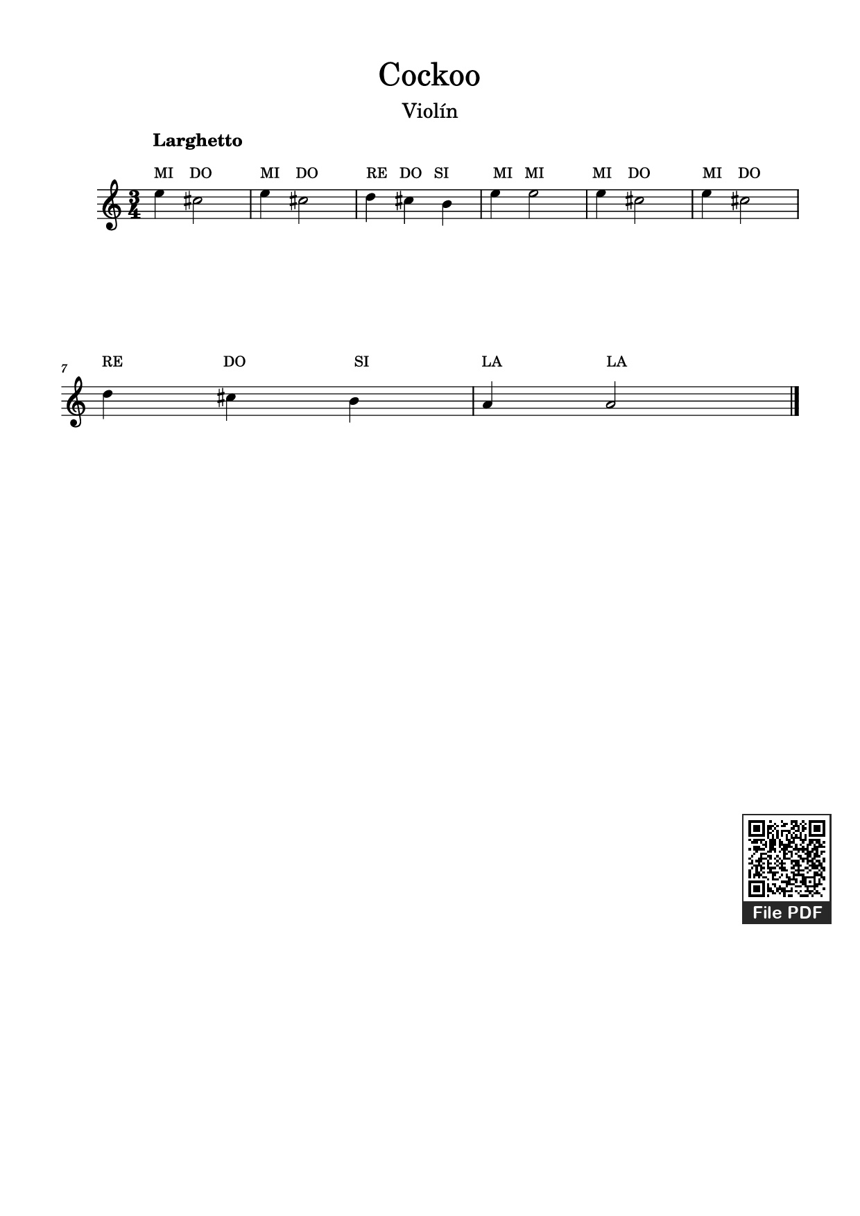 Page 1 of the piano sheet music PDF – Cockoo Violin by Compositor / arreglista