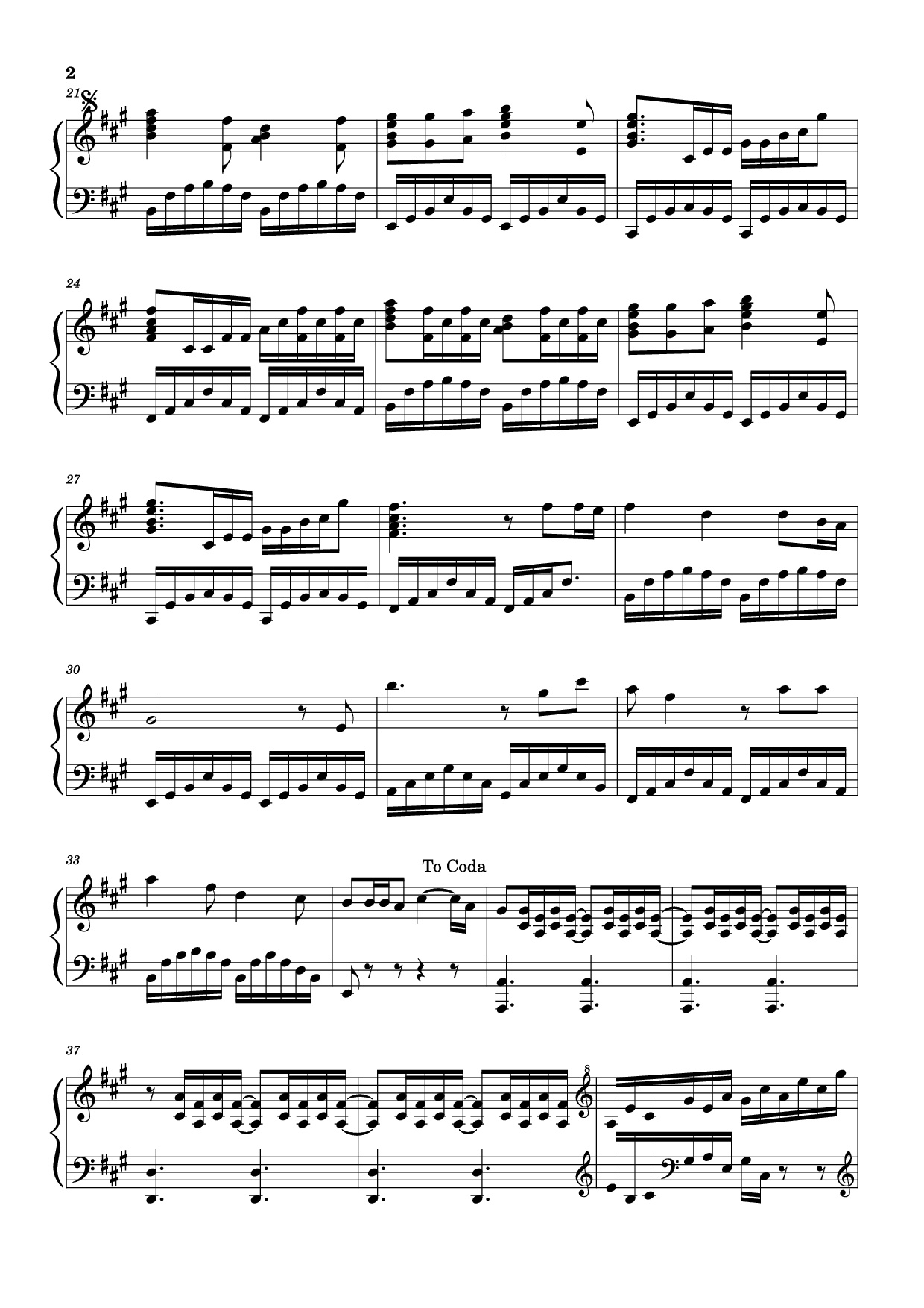 Page 2 of the piano sheet music PDF Piano – Die with a smile Piano by Lady Gaga/Bruno Mars