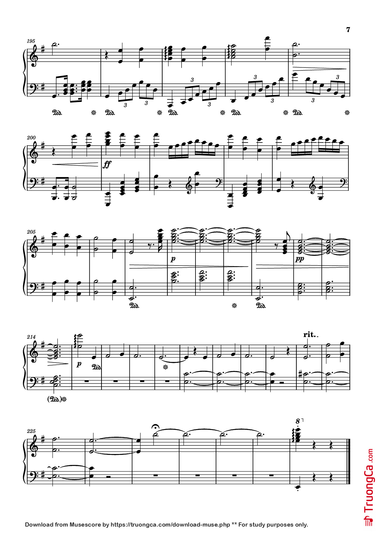 Page 7 of the piano sheet music PDF Piano – Fontaine Theme Piano by Comp.Yu-Peng Chen