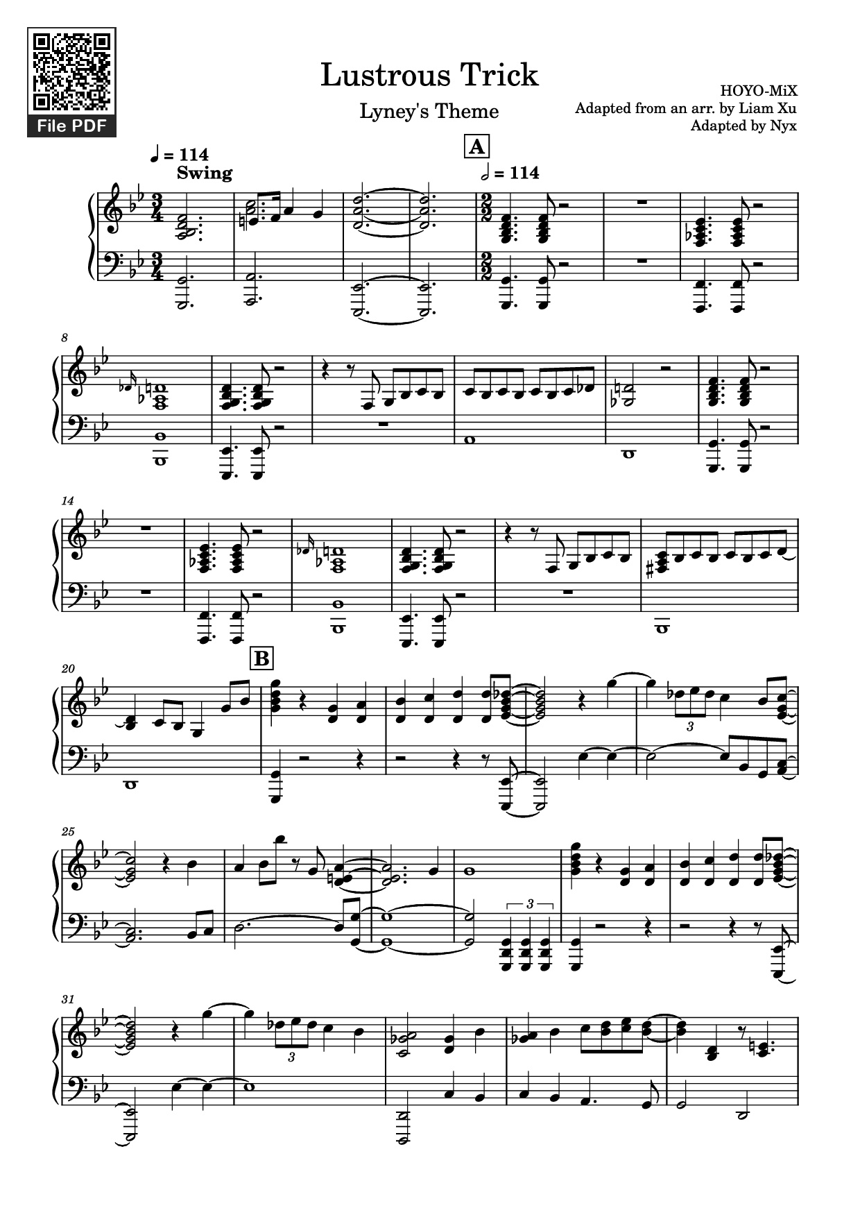 Page 1 of the piano sheet music PDF Piano – Lustrous Trick Piano by HOYO-MiX