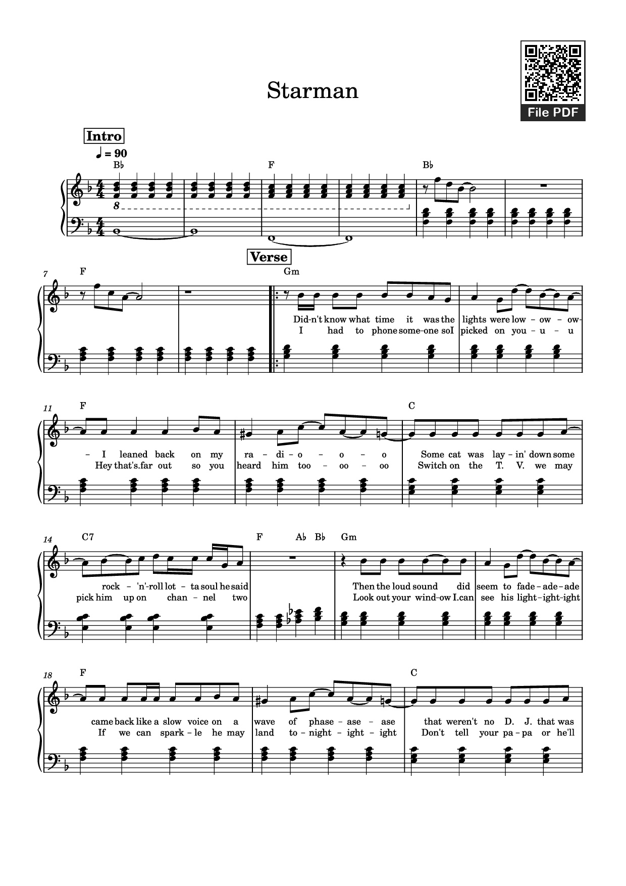Page 1 of the piano sheet music PDF Piano – Starman Piano by Composer / arranger