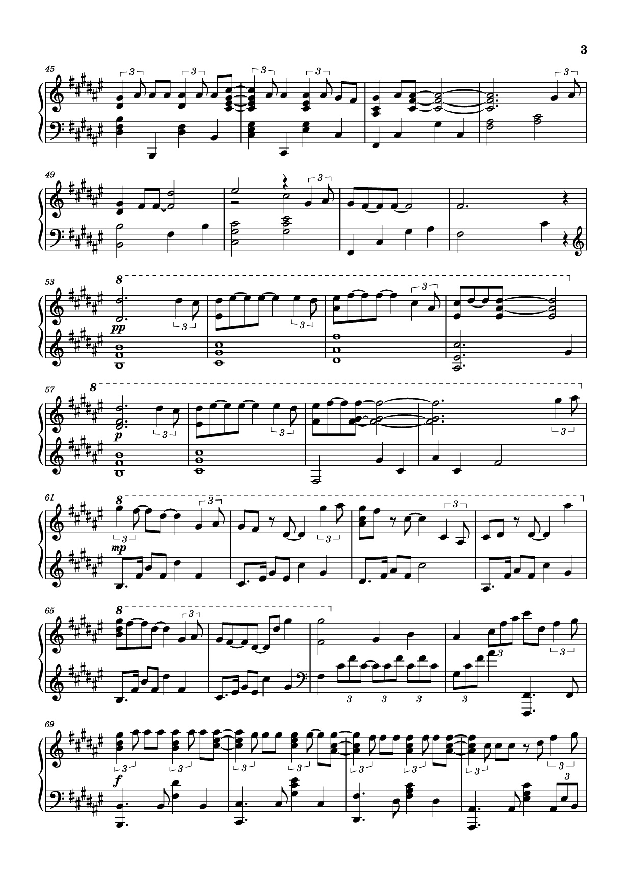 Page 3 of the piano sheet music PDF Piano – Secret Base~君がくれたもの~ Piano by 作曲 / 编排