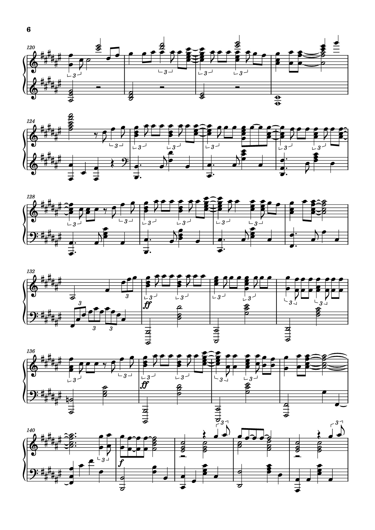 Page 6 of the piano sheet music PDF Piano – Secret Base~君がくれたもの~ Piano by 作曲 / 编排