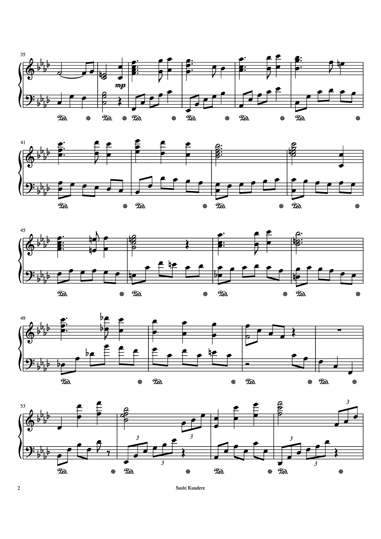 Page 2 of the piano sheet music PDF Piano – Trisha