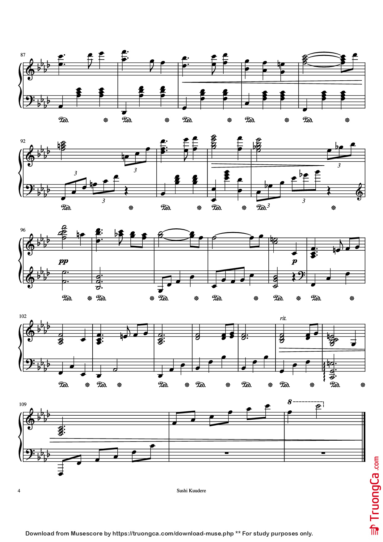 Page 4 of the piano sheet music PDF Piano – Trisha