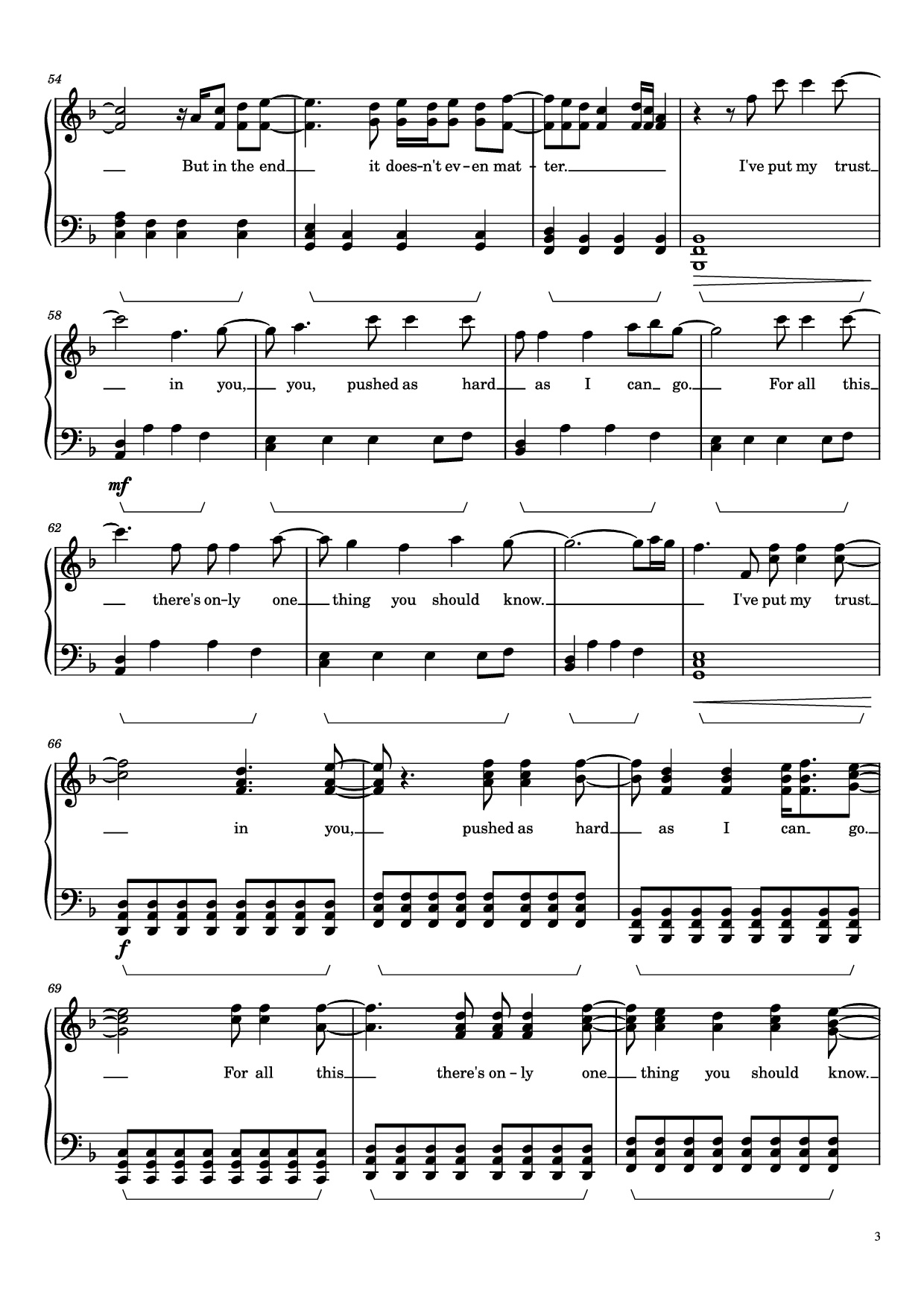 Page 3 of the piano sheet music PDF Piano – In the End Piano by Linkin Park