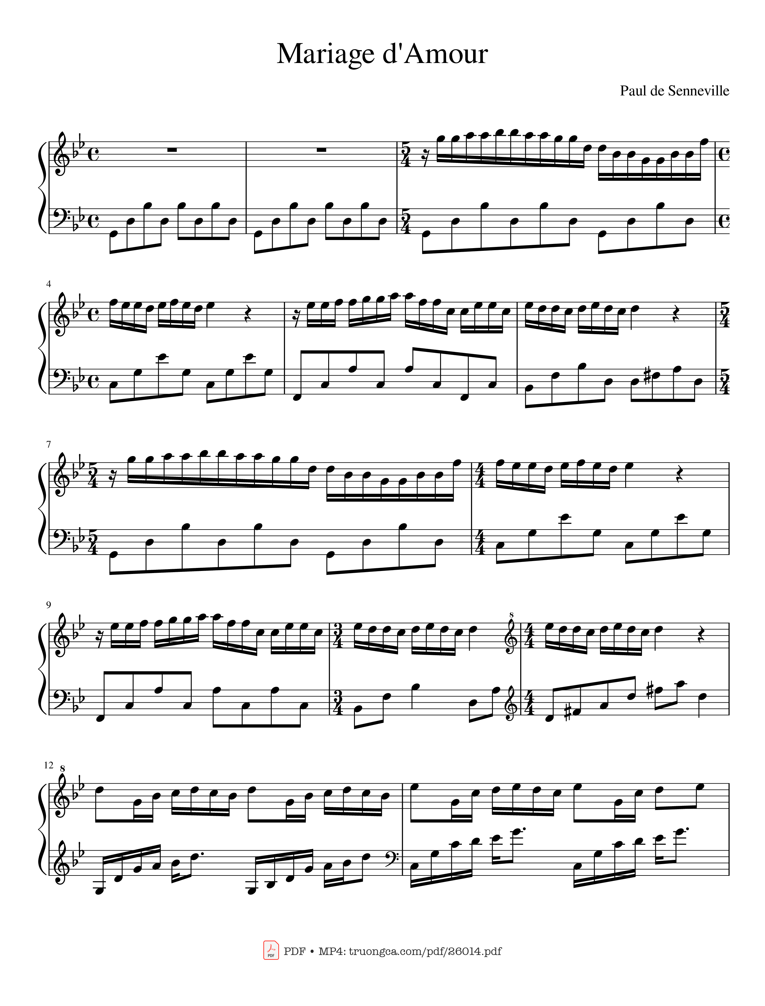 Page 1 of the piano sheet music PDF Piano – Mariage d