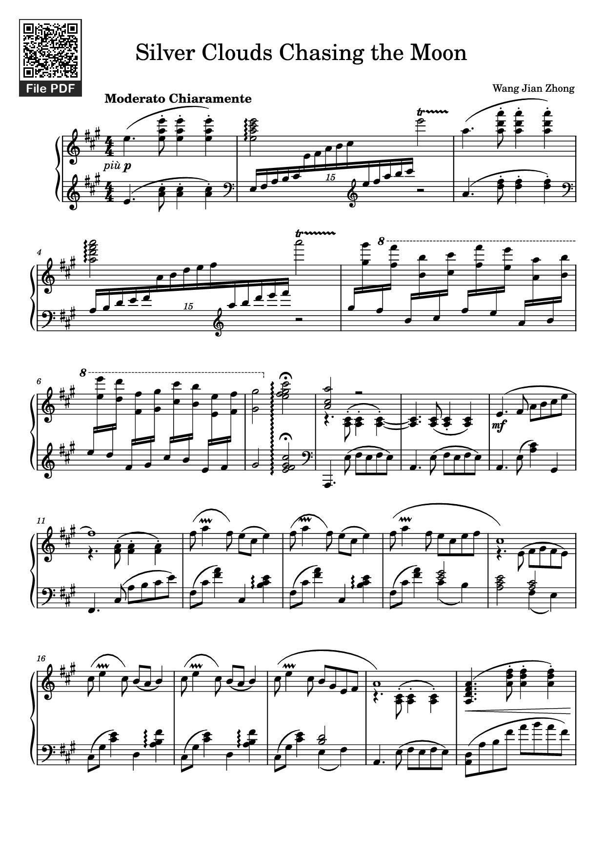 Page 1 of the piano sheet music PDF Piano – Silver Clouds Chasing the Moon Piano by Wang Jian Zhong