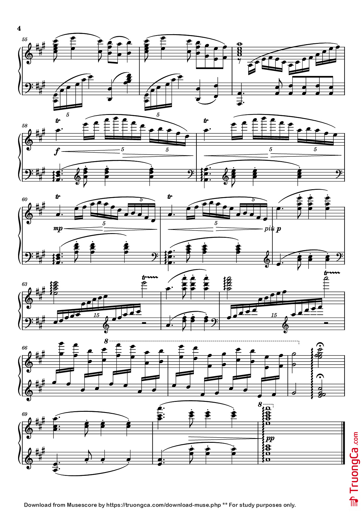 Page 4 of the piano sheet music PDF Piano – Silver Clouds Chasing the Moon Piano by Wang Jian Zhong