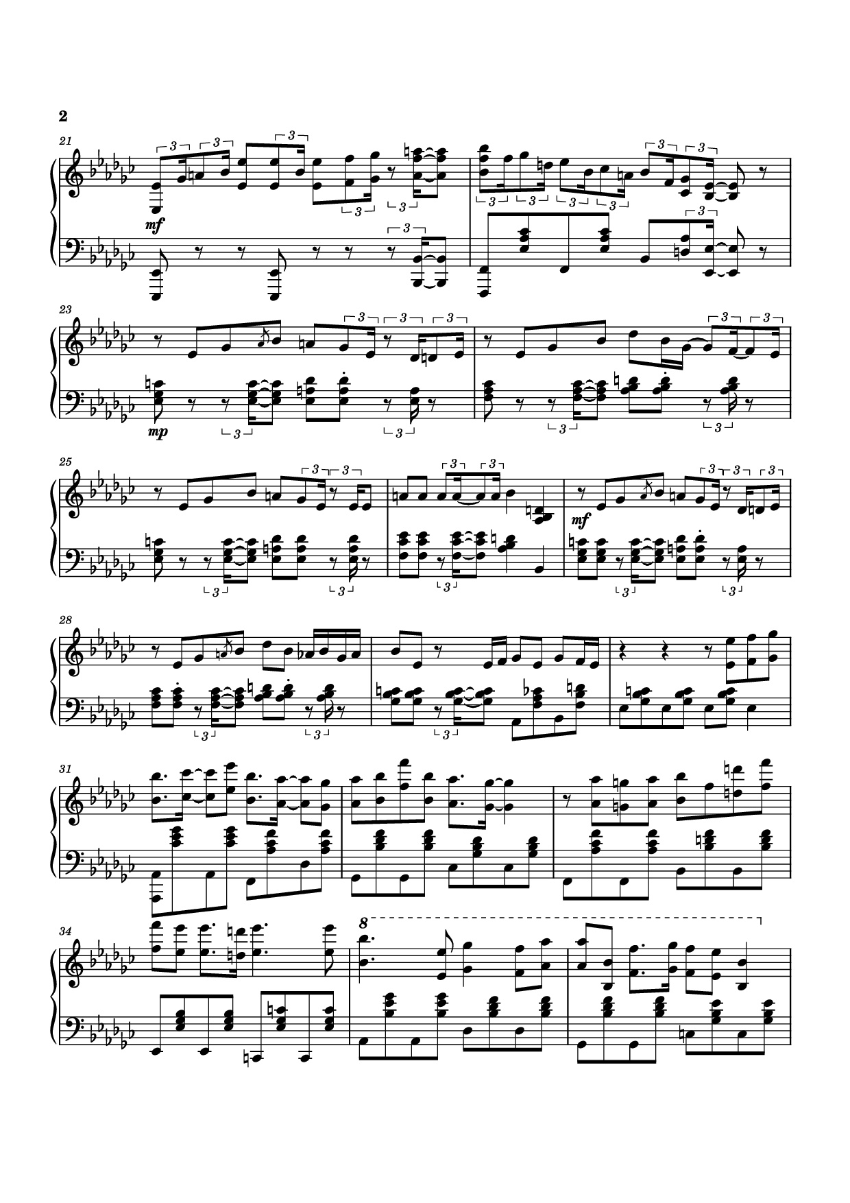 Page 2 of the piano sheet music PDF Piano – Furina All the World